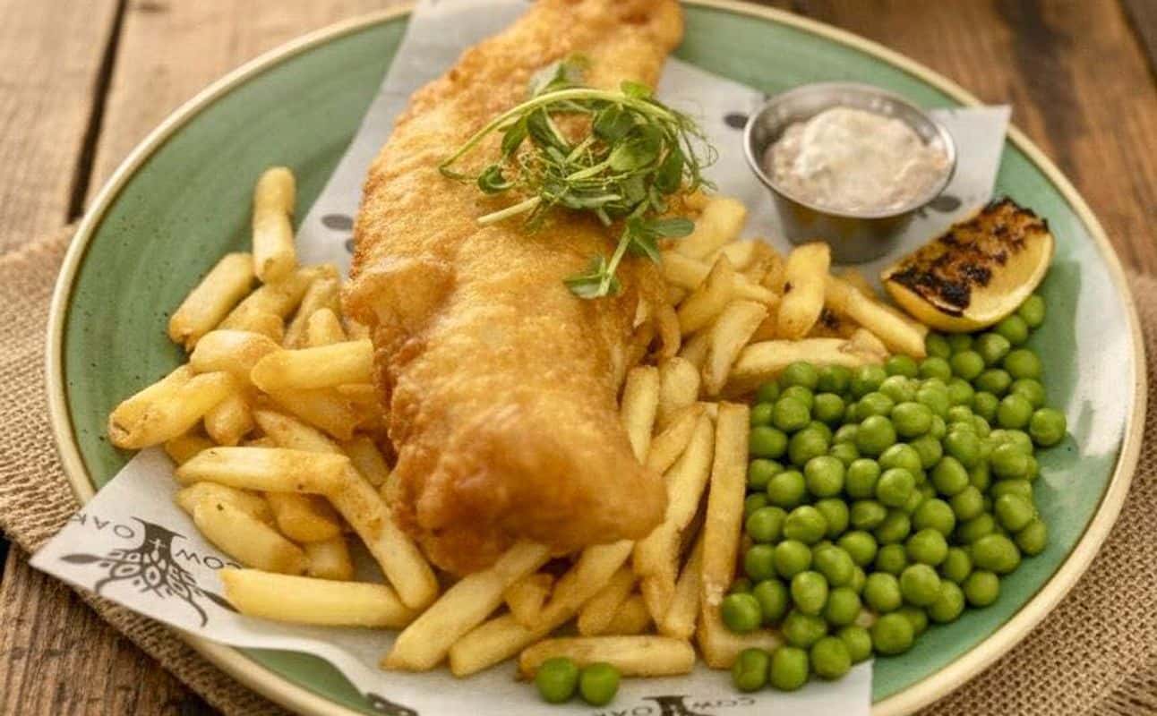 Enjoy British, Vegetarian options, Vegan options, Gluten Free options, Restaurant, Table service, Indoor & outdoor seating, $$, Live music, Groups and Craft beer cuisine at Cow & Oak in Worthing, Brighton