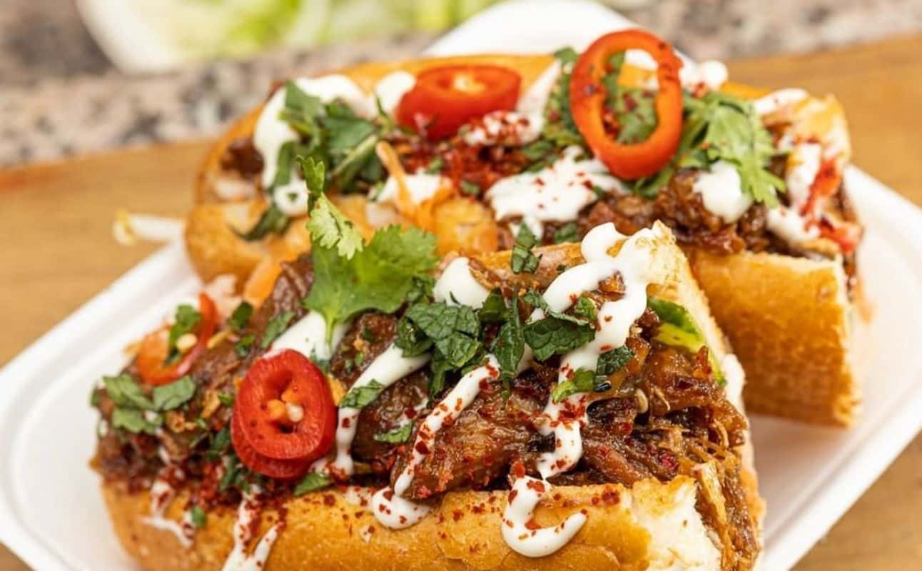 Enjoy Vietnamese, Vegetarian options, Gluten Free options, Bars & pubs, Indoor & outdoor seating, Highchairs available, Wheelchair accessible, Free wifi, Table service, Dog friendly, $$, Groups, Live music and Bar scene cuisine at Brum Mi at The Dark Horse in Moseley, Birmingham