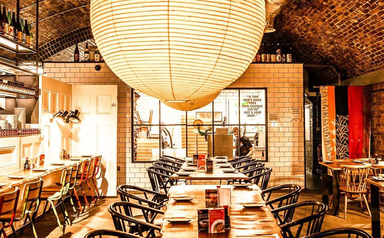 Enjoy Ramen, Asian, Japanese, Vegan Options, Vegetarian options, Restaurant, Table service, Dog friendly, Free Wifi, Highchairs available, Indoor & Outdoor Seating, Wheelchair accessible, Child-Friendly, Date night, Kids, Families and Groups cuisine at Tonkotsu East in Haggerston, London