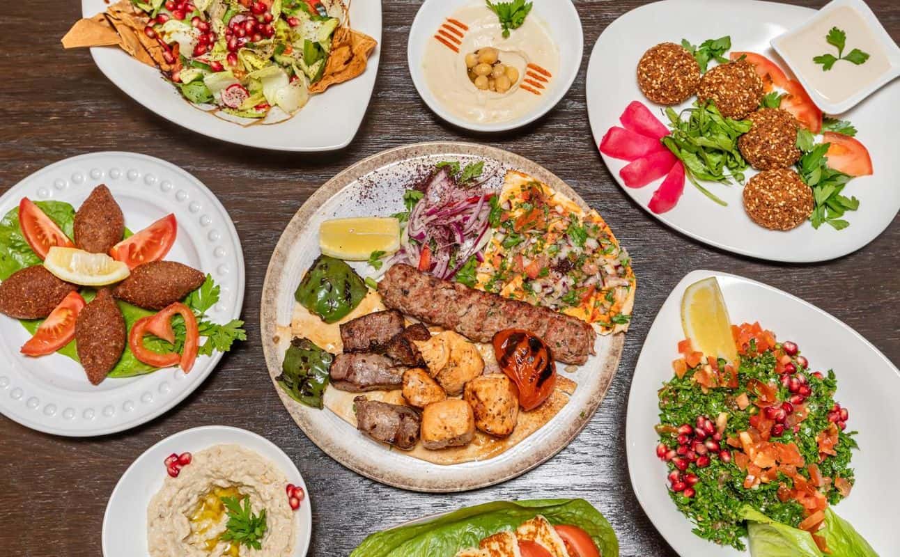 Enjoy Lebanese, Mediterranean, Middle Eastern, Vegetarian options, Halal, Restaurant, Cafe, Late night, Table service, $$, Families and Groups cuisine at Mezzeria in Earl's Court, London