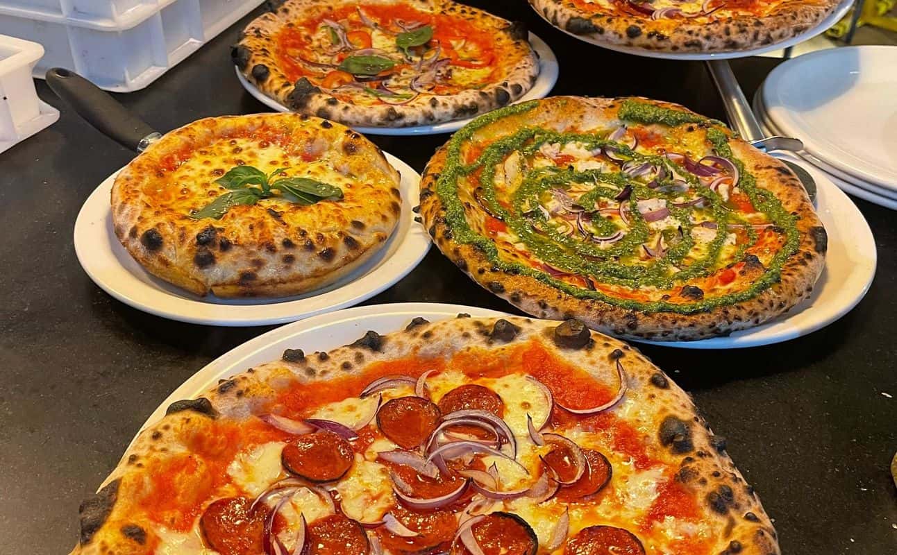 Enjoy Italian, Pizza, Gluten Free options, Vegan options, Vegetarian options, Restaurant, Free wifi, Highchairs available, Indoor & outdoor seating, Table service, $$, Wine bar, Families and Groups cuisine at Dough What in Leicester City Centre, Leicester