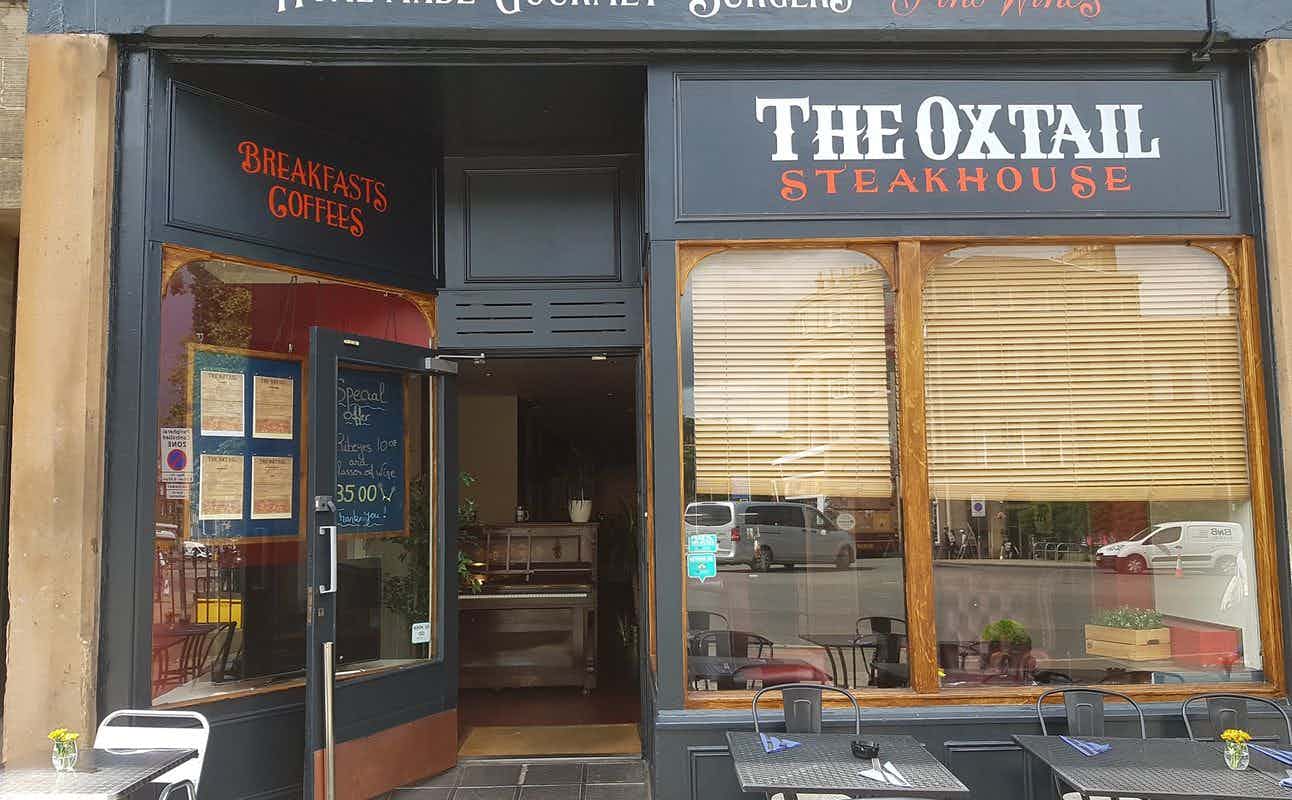 Enjoy Burgers and Steakhouse cuisine at The Oxtail Restaurant in Broughton, Edinburgh