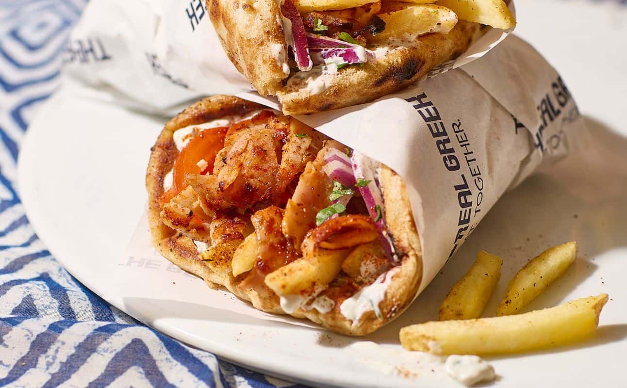 Enjoy Greek, Gluten Free options, Vegan options, Vegetarian options, Restaurant, Indoor & outdoor seating, Table service, Wheelchair accessible, $$, Families and Groups cuisine at The Real Greek Liverpool in Liverpool City Centre, Liverpool