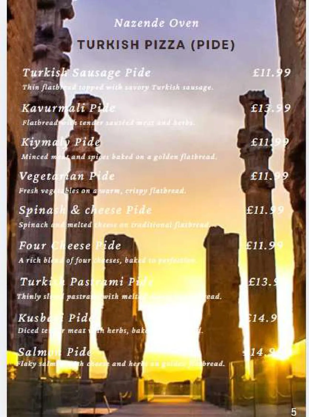 Nazende Mediterranean Oven menu, page 5