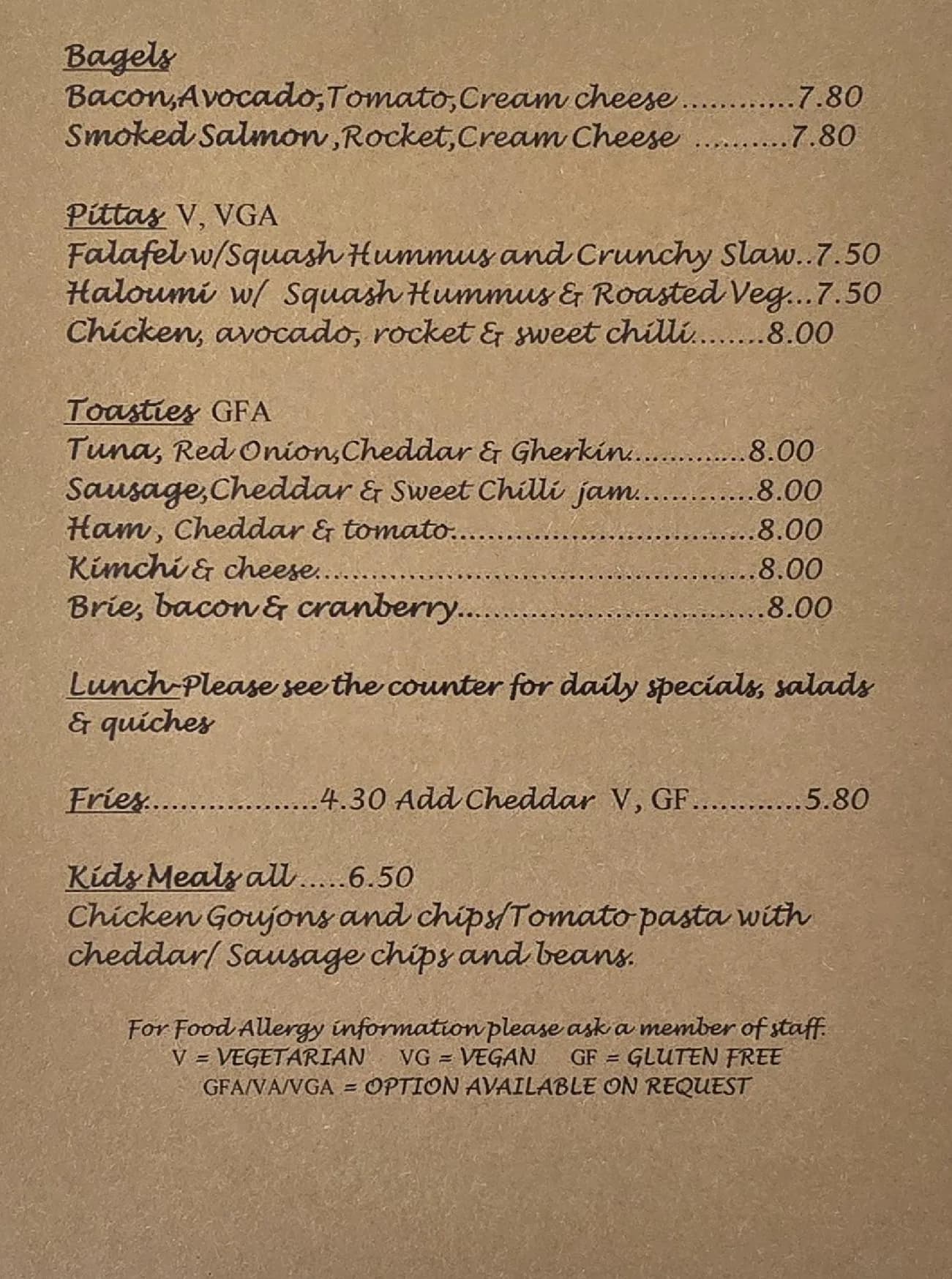 The Garden Cafe menu, page 2