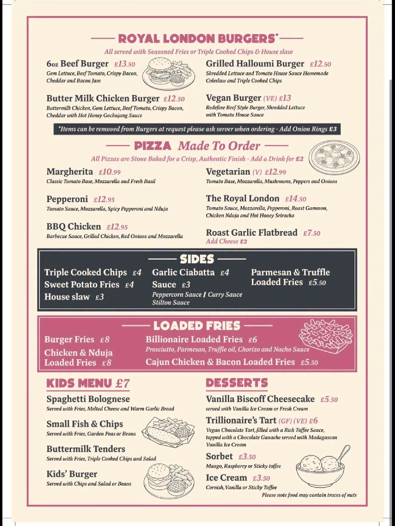 The Royal London menu, page 3