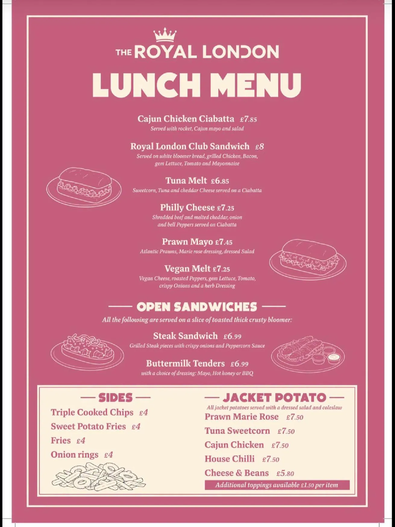The Royal London menu, page 4