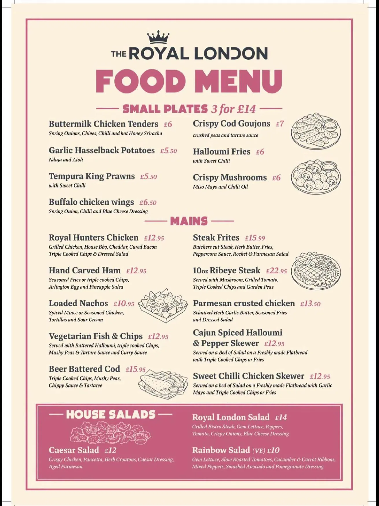The Royal London menu, page 2