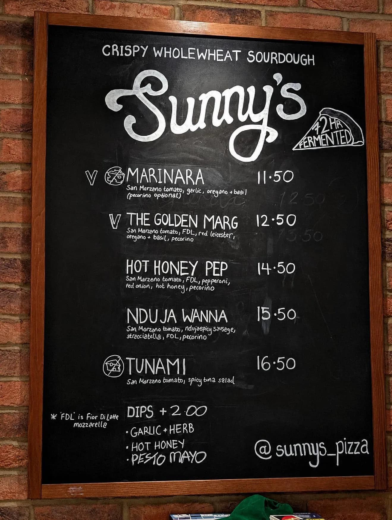 Sunny's menu, page 1