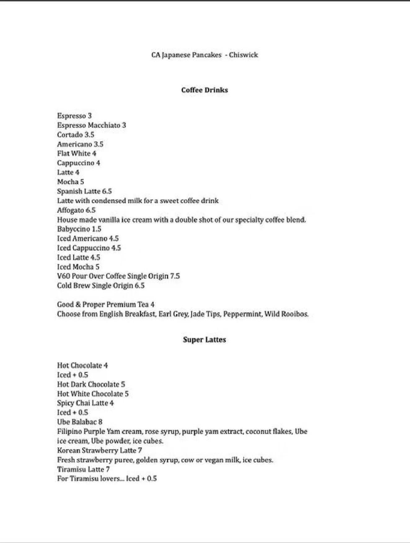 CA Japanese Pancakes Chiswick menu, page 4