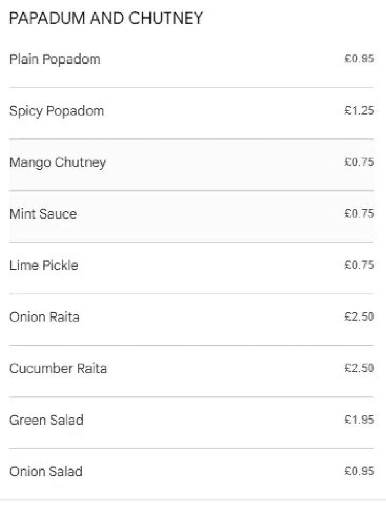 Andaaz menu, page 1