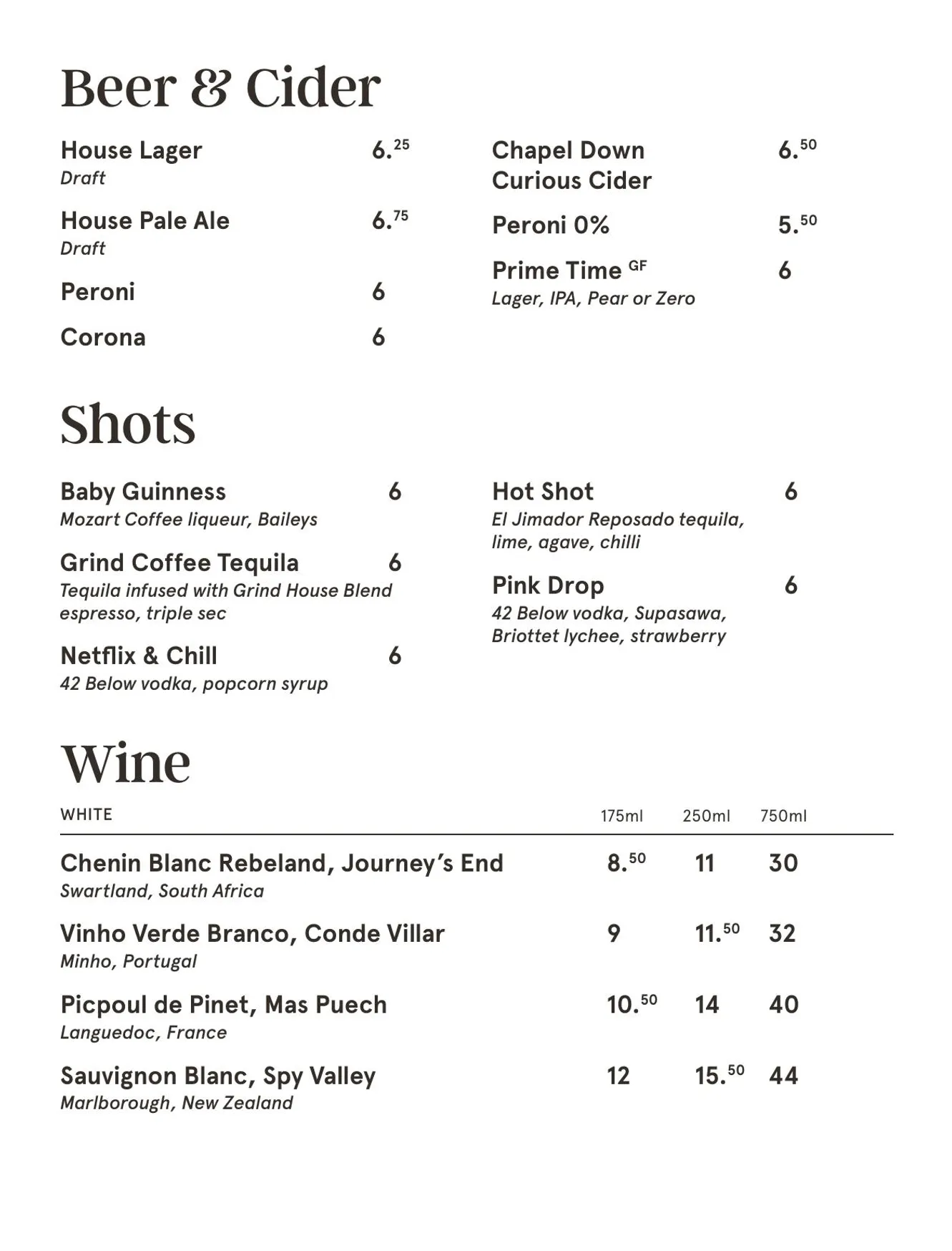Grind menu, page 11