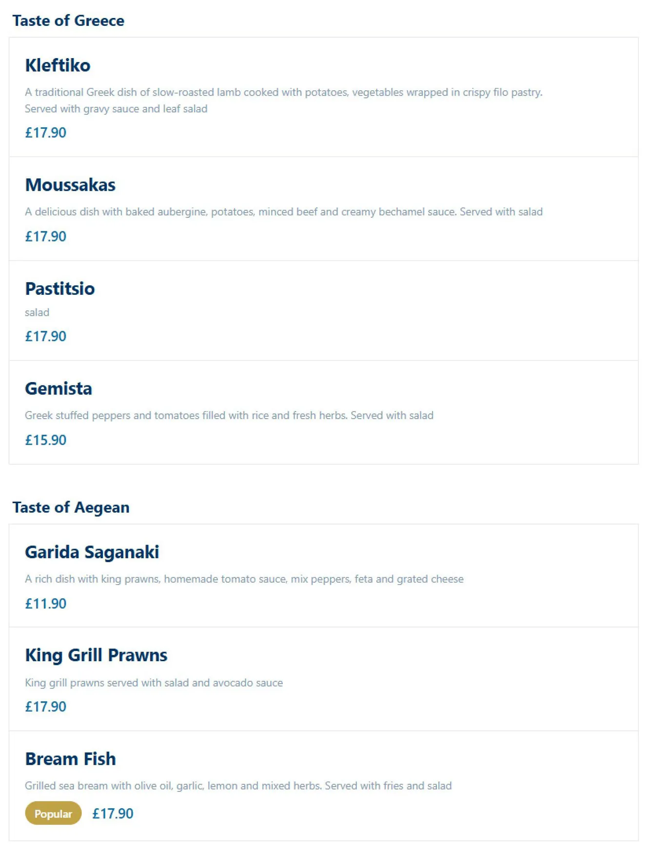 Art's Greek Cuisine menu, page 4