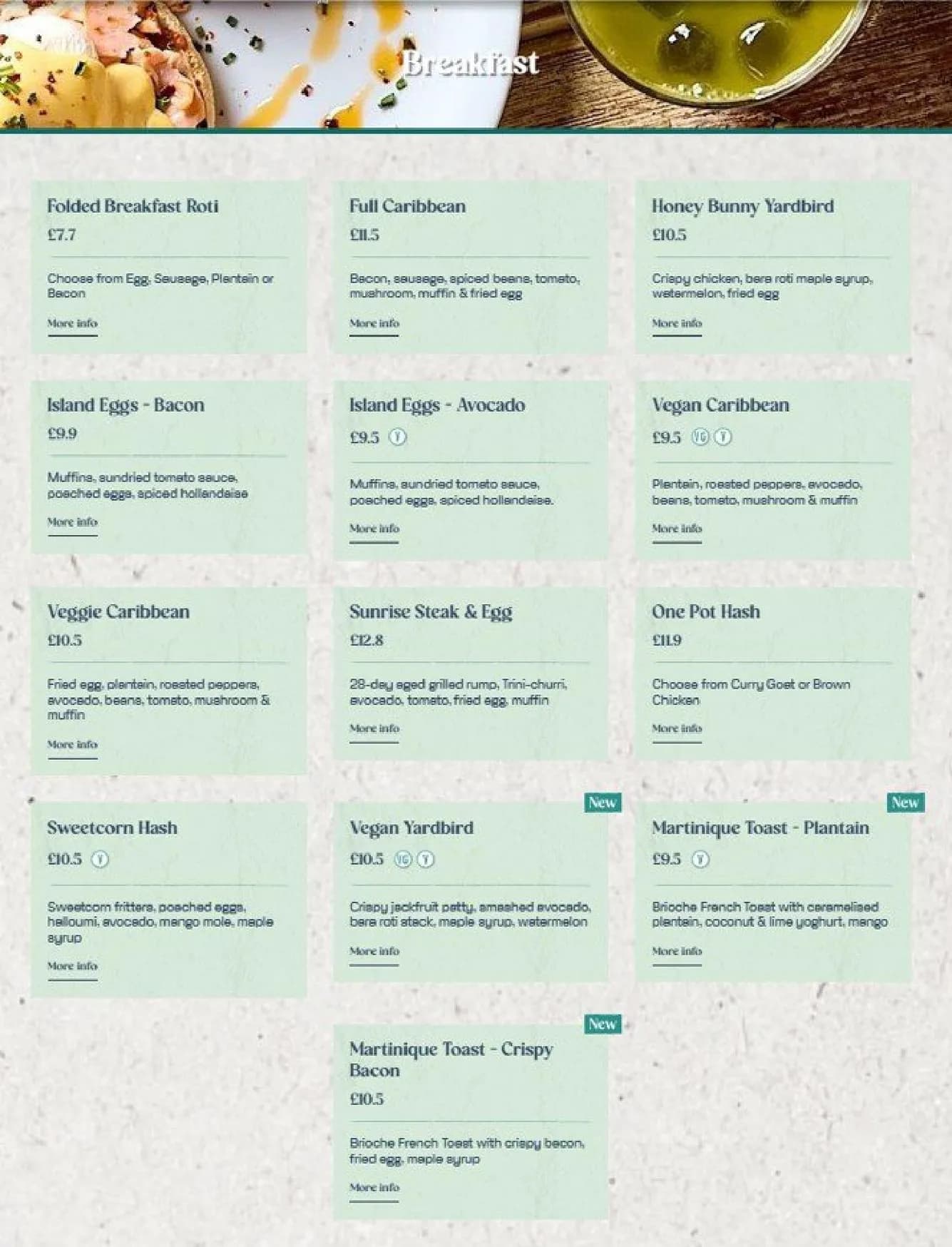 Turtle Bay menu, page 1