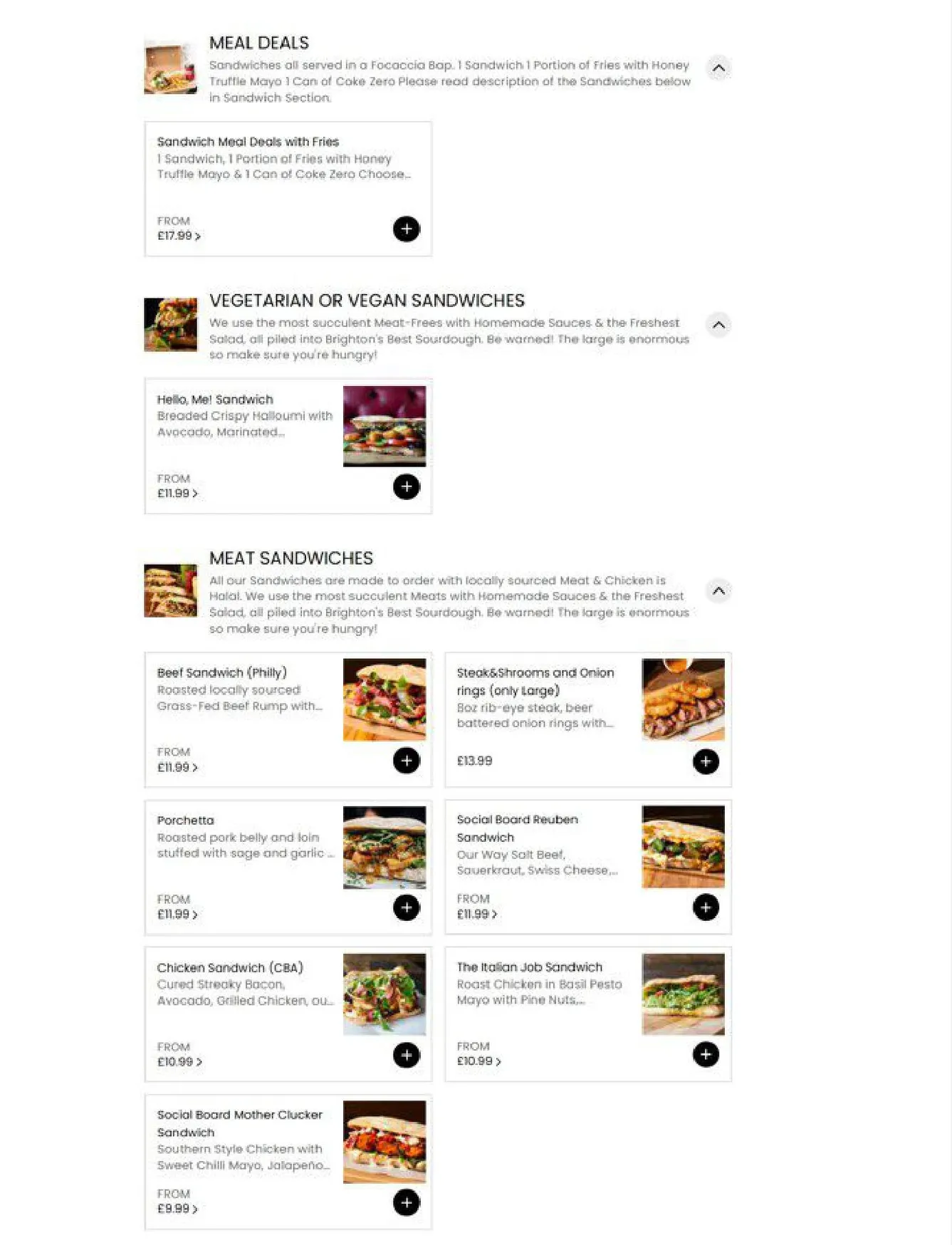 Social Board menu, page 1