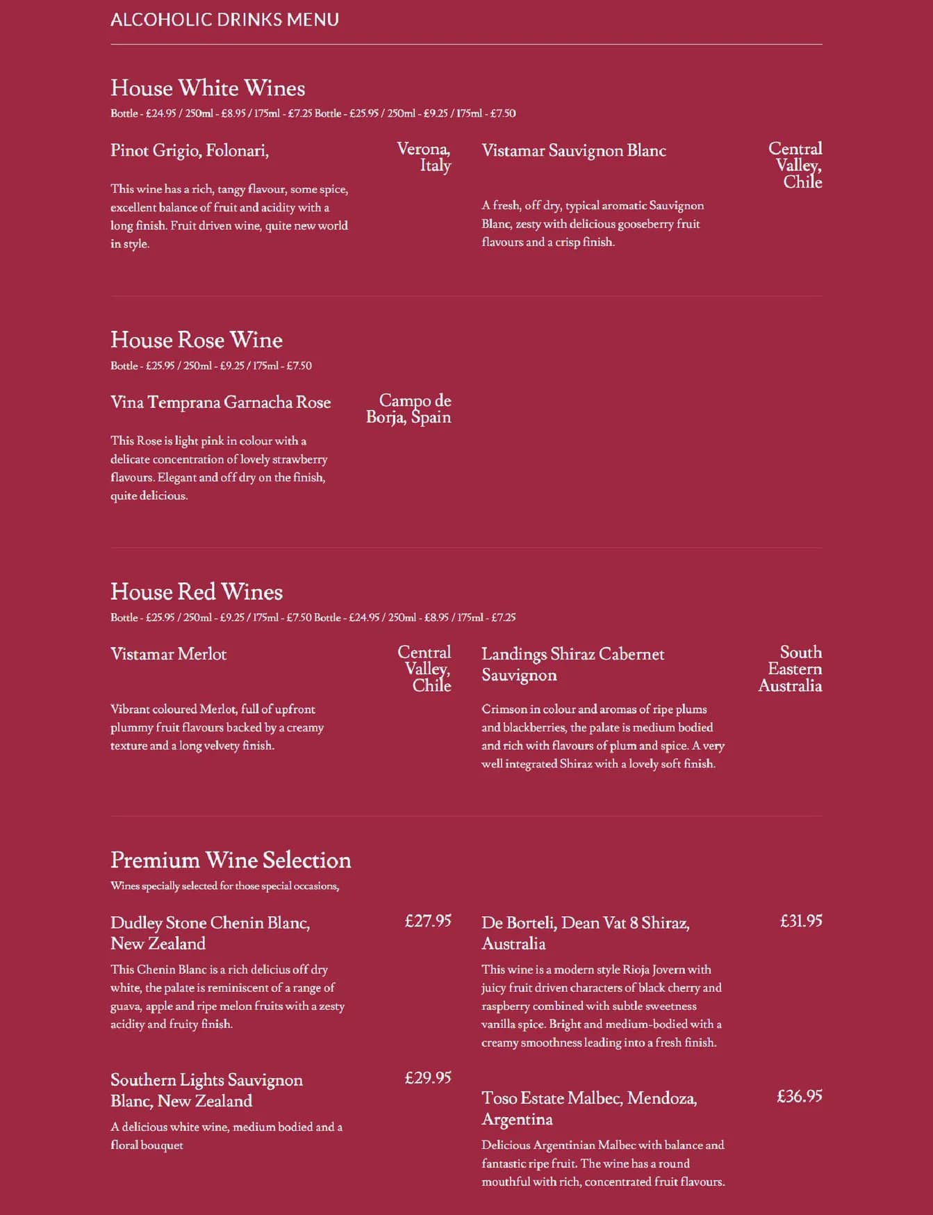 Non Viet menu, page 6