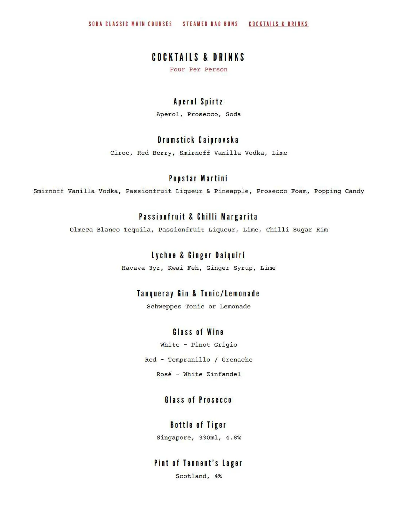 Bar Soba Mitchell Lane menu, page 3