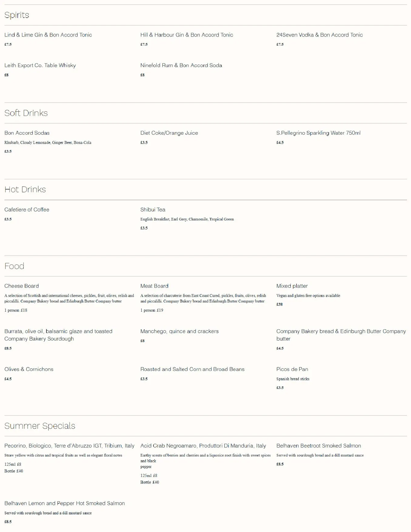 Piccalilli menu, page 3