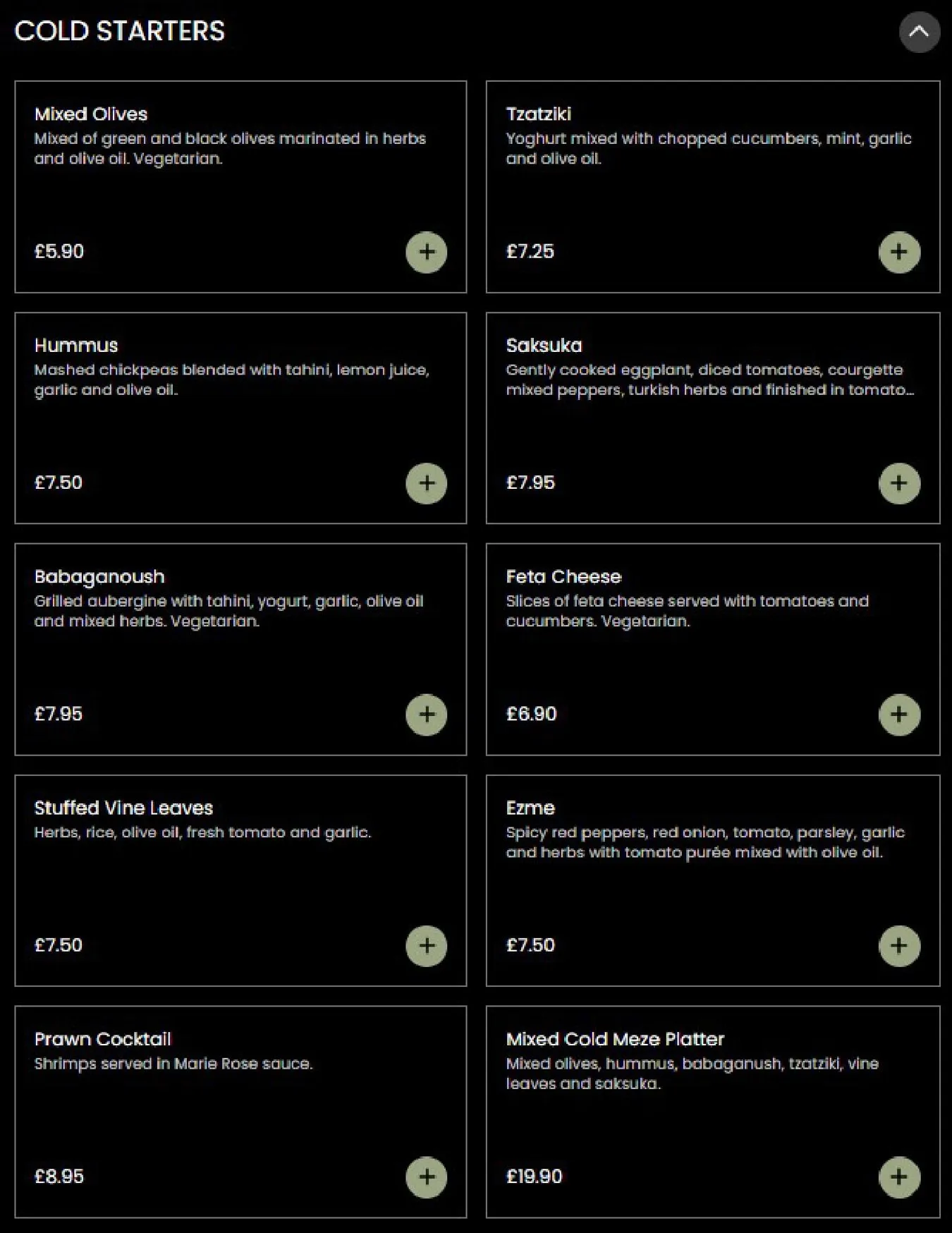 Omnia menu, page 1