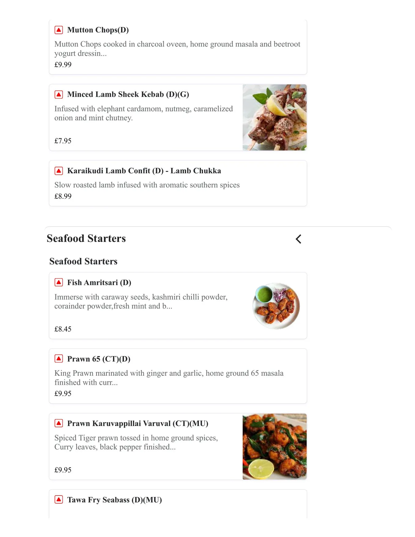 Madras Eatery menu, page 5