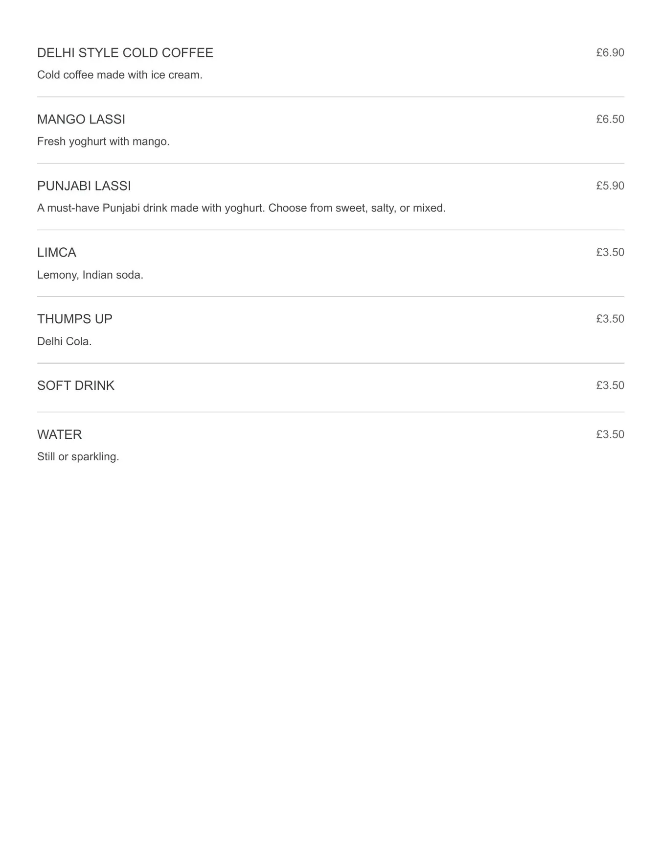 Delhi & Co menu, page 6