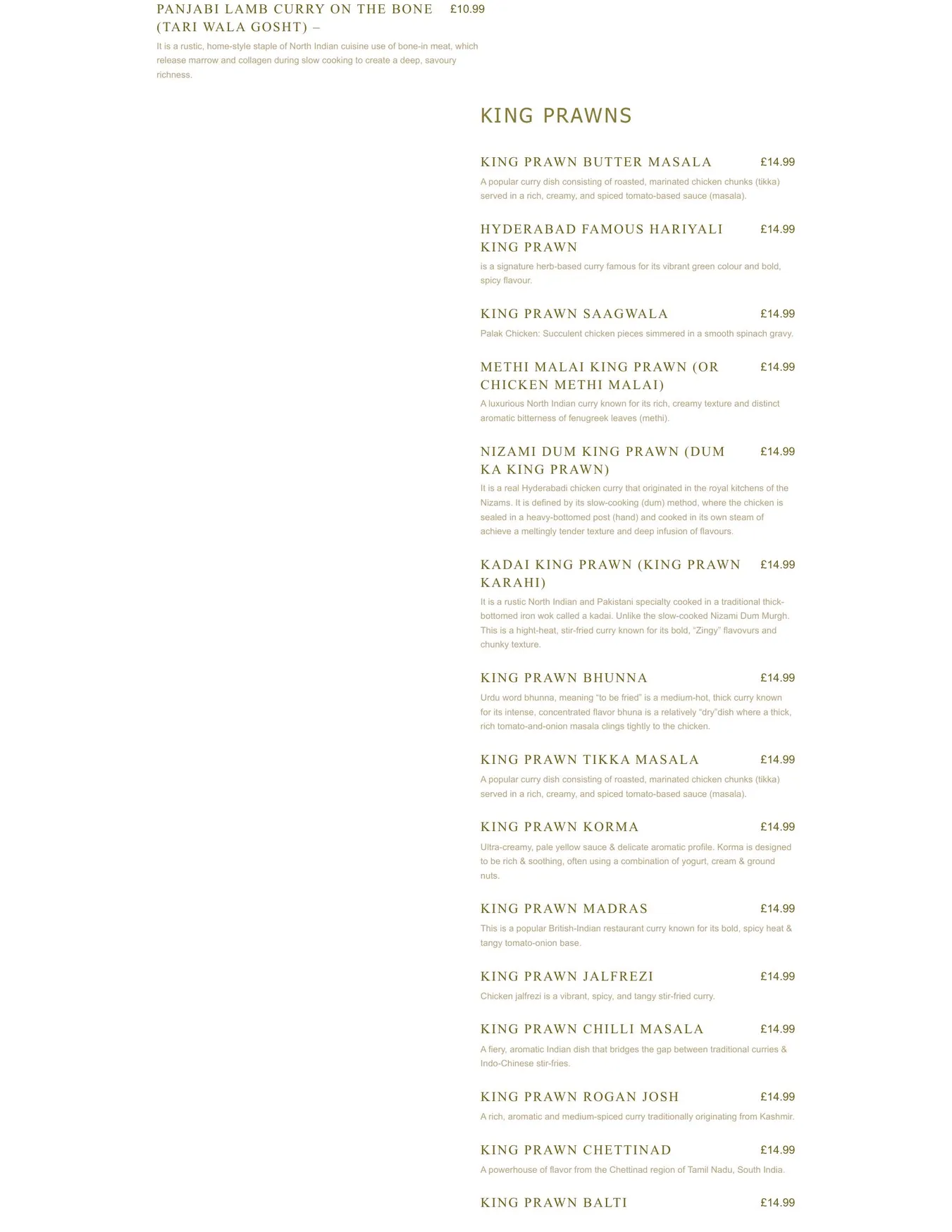 DUM-PUKHT Classic Indian Restaurant & Bar menu, page 9