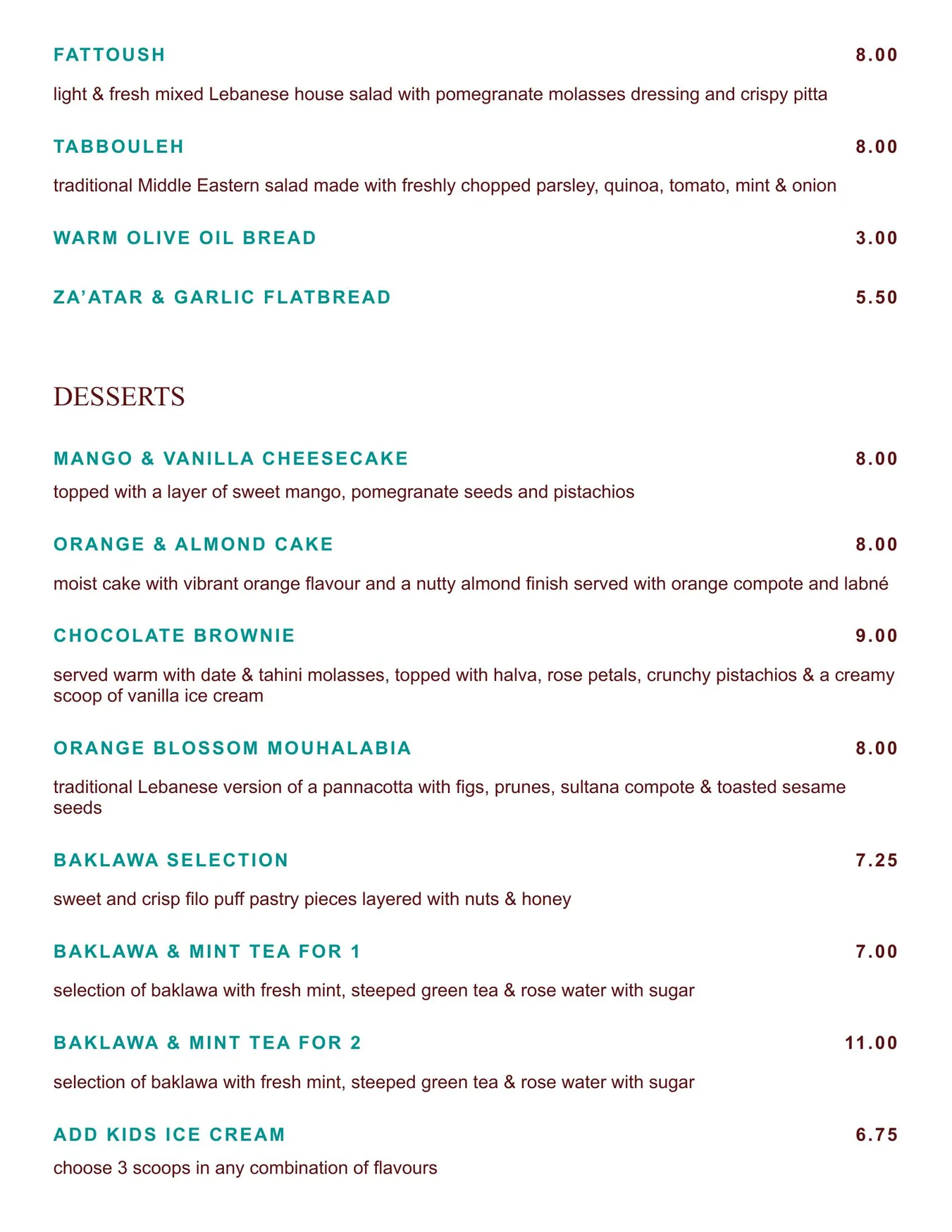 Comptoir Libanais menu, page 5