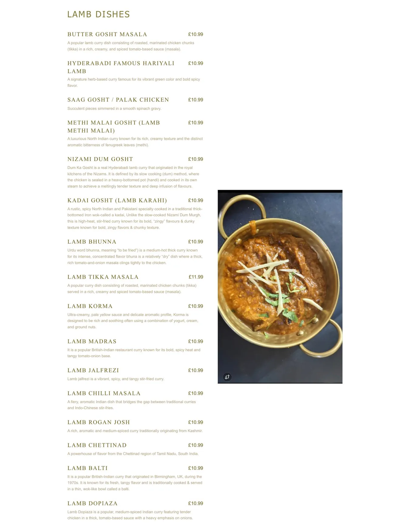 DUM-PUKHT Classic Indian Restaurant & Bar menu, page 8