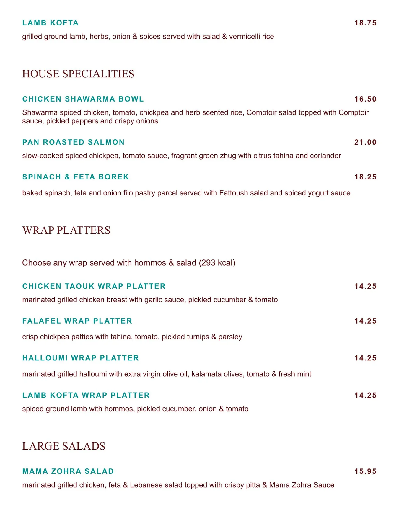 Comptoir Libanais menu, page 3