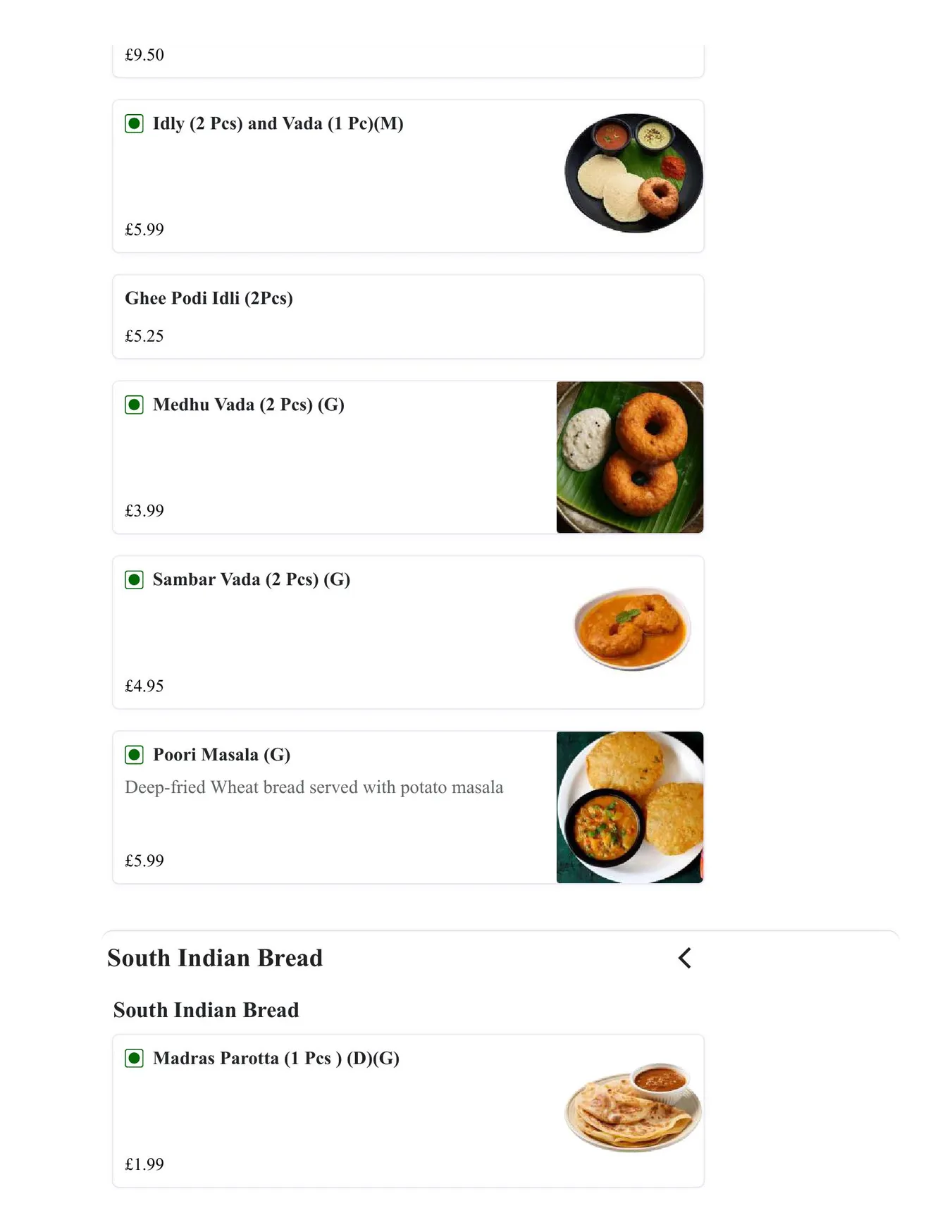 Madras Eatery menu, page 8