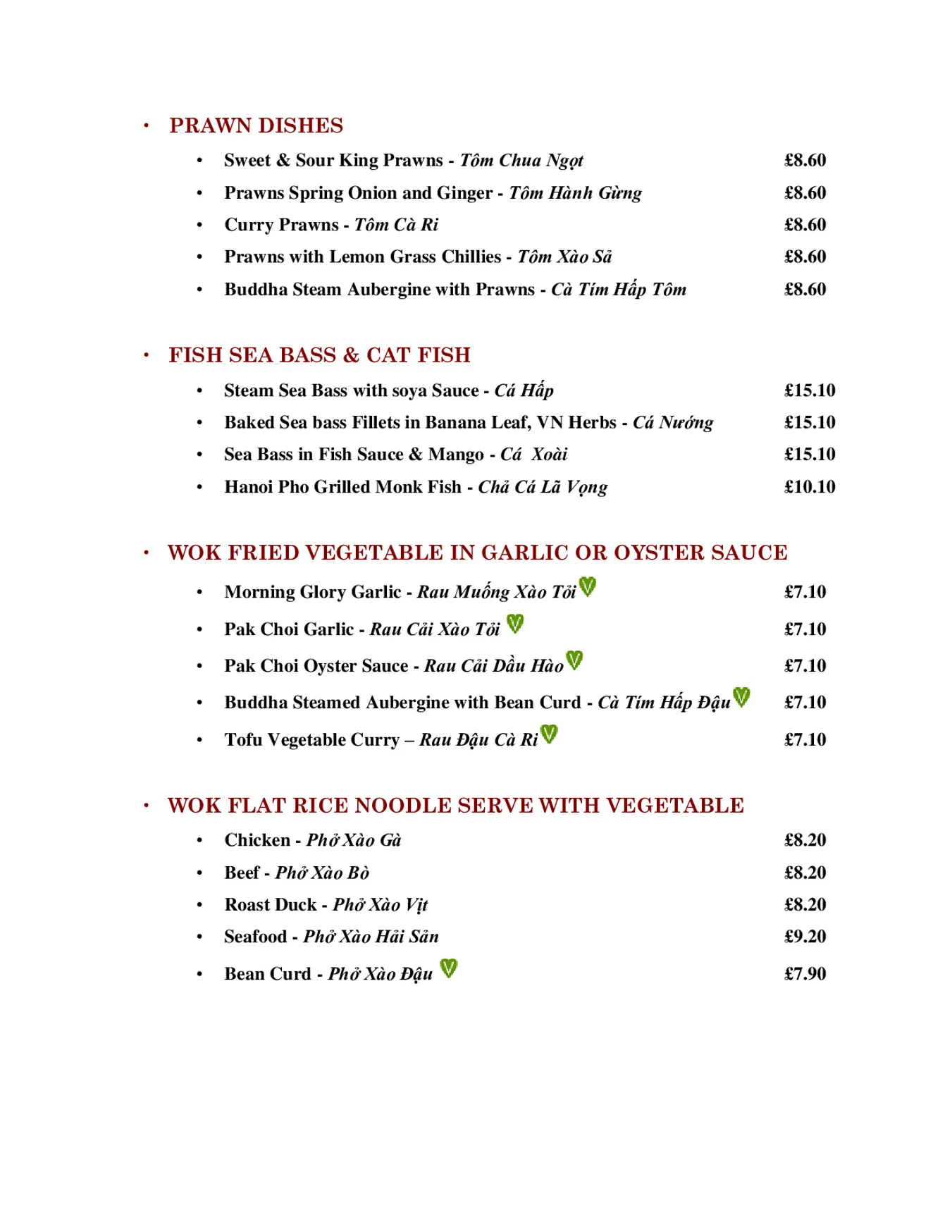 Ha Noi Pho - Hackney menu, page 4
