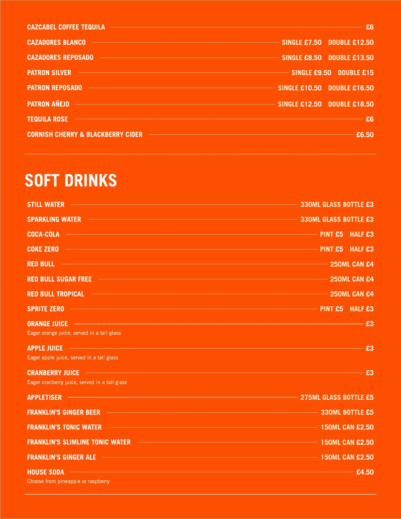 London Bridge Rooftop menu, page 10