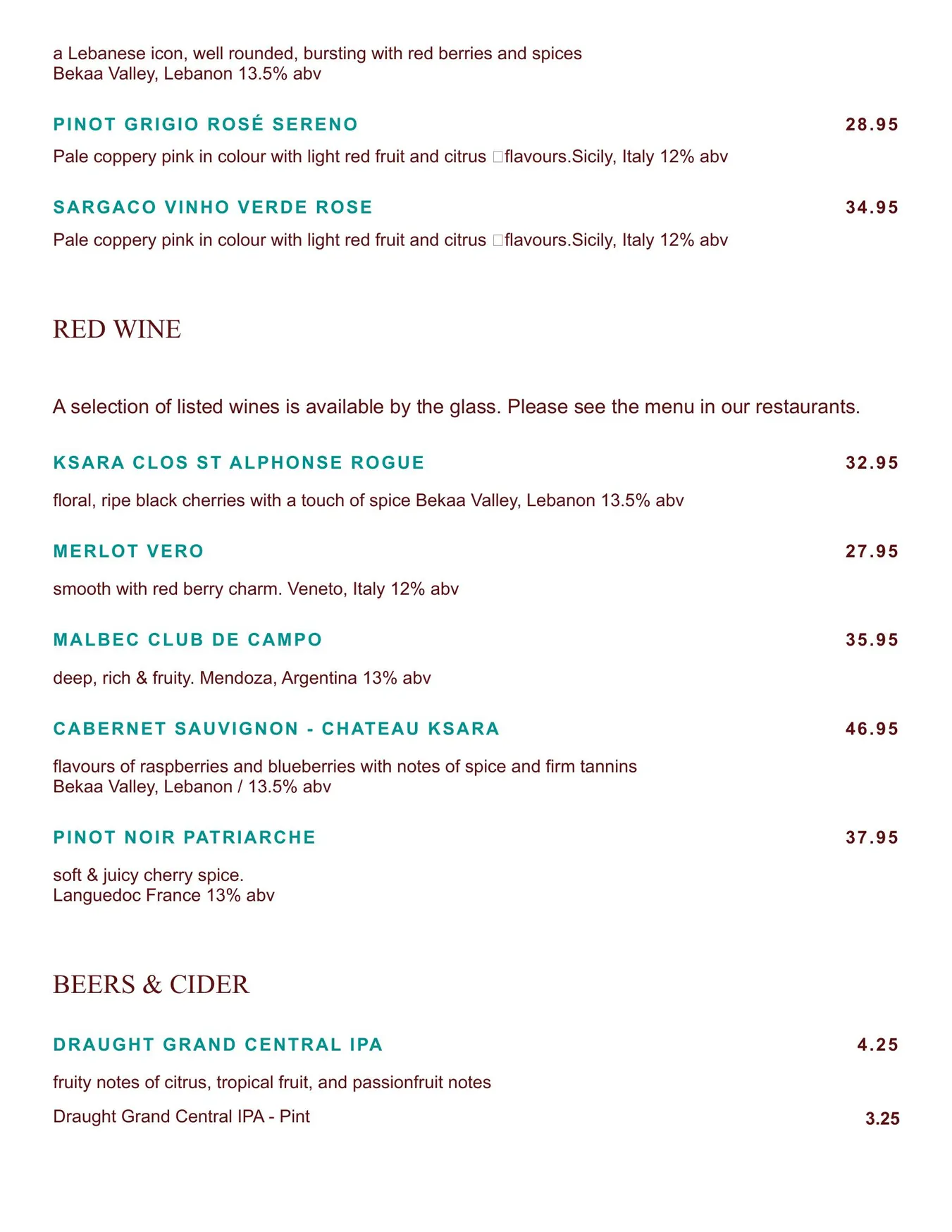 Comptoir Libanais menu, page 9