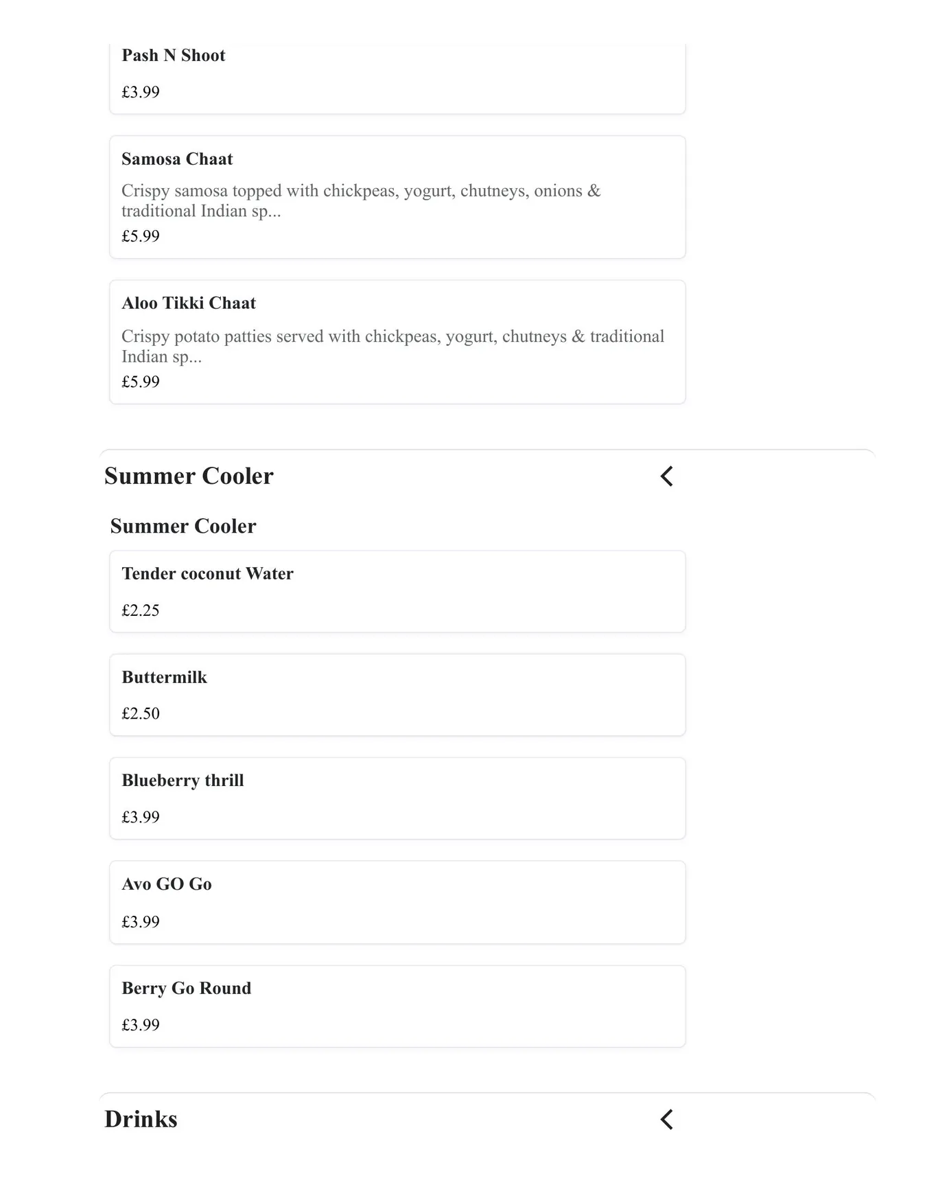 Madras Eatery menu, page 21