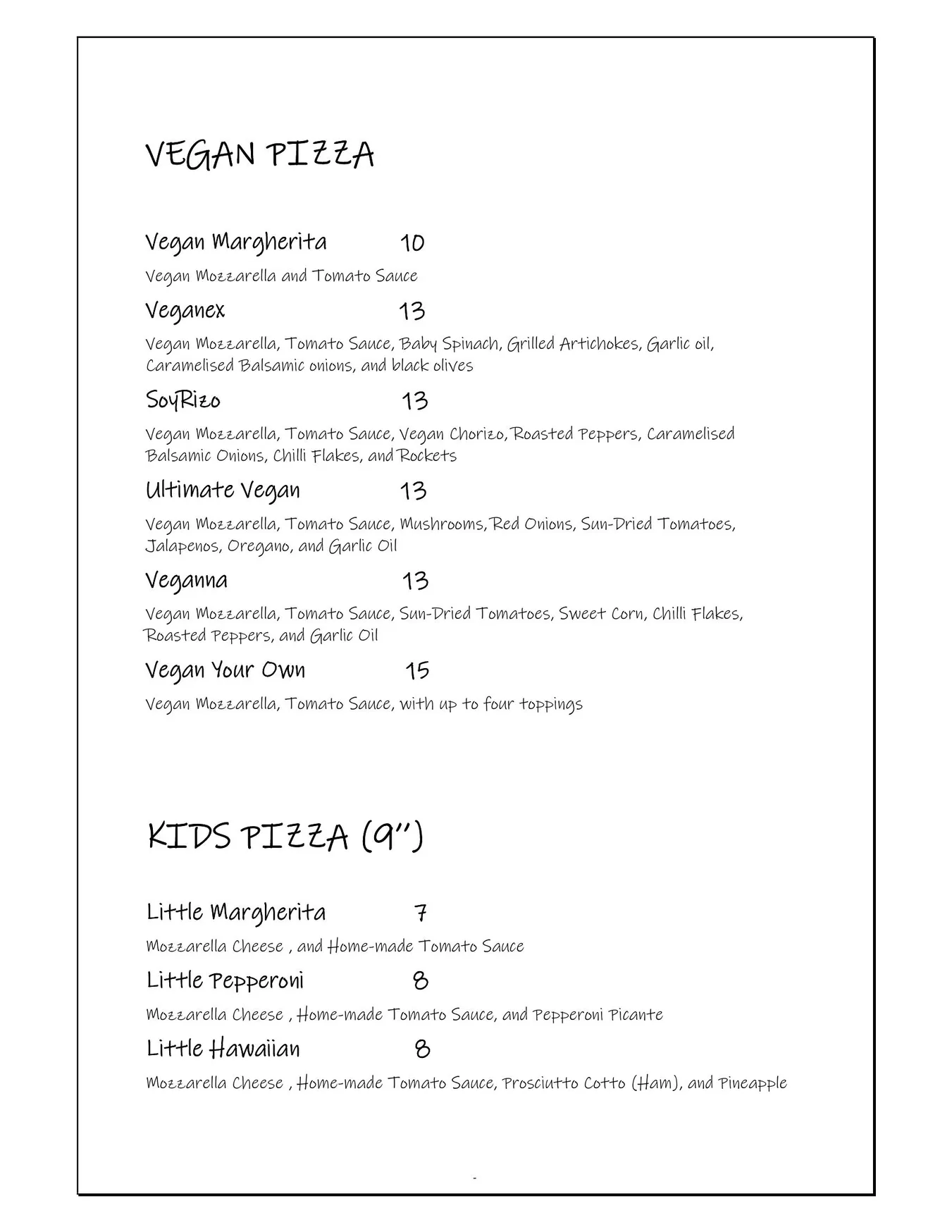 Tomato & Basil Pizzeria menu, page 5