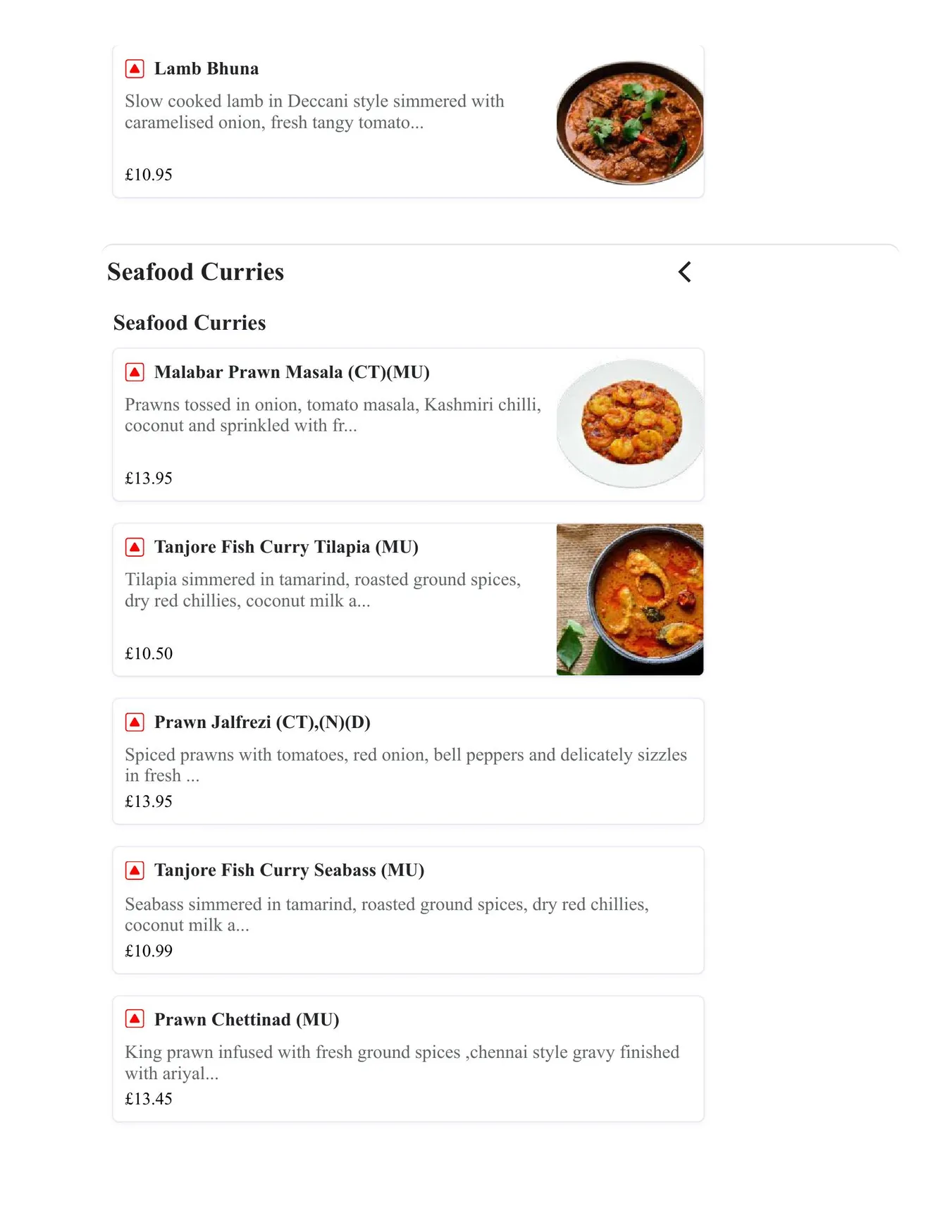 Madras Eatery menu, page 14