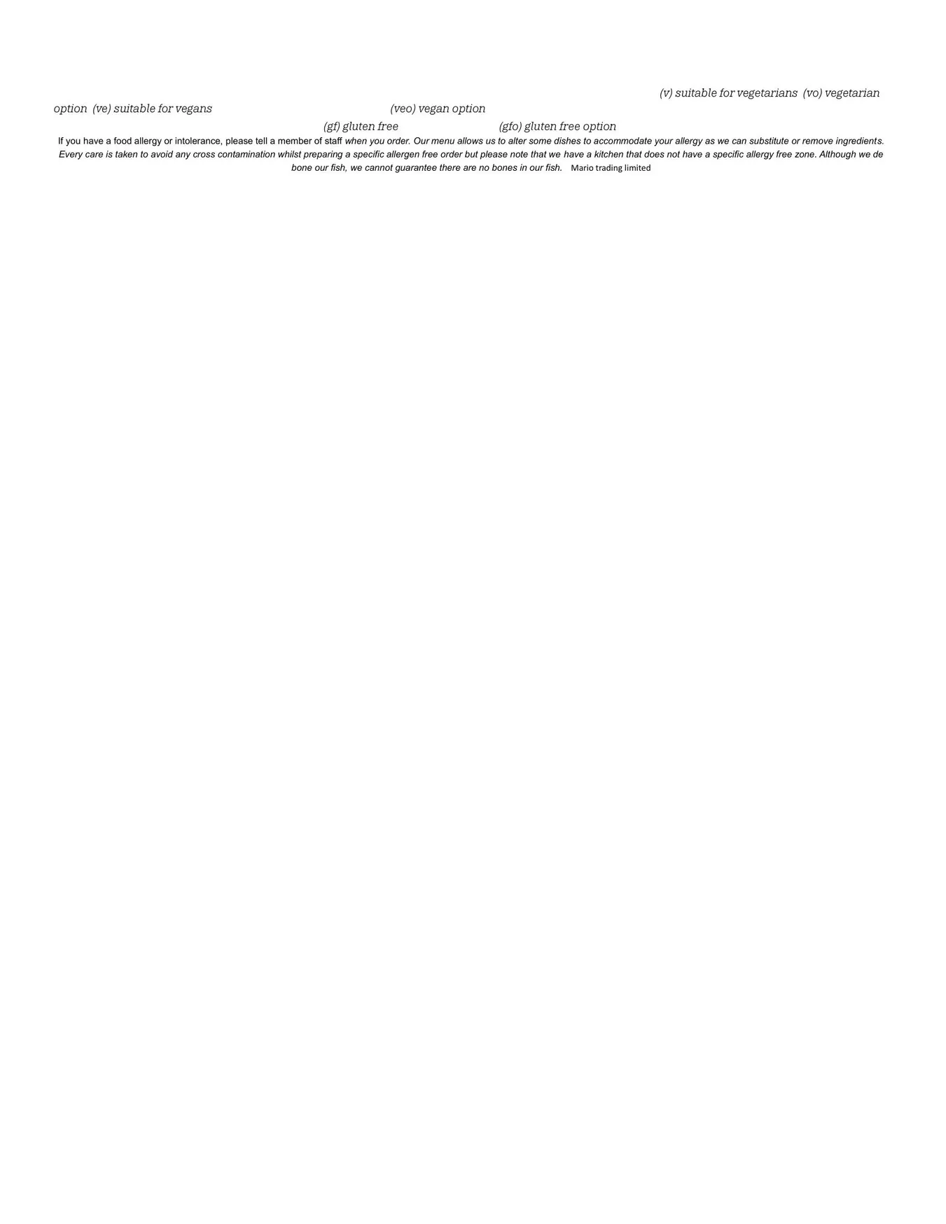The Beehive menu, page 5