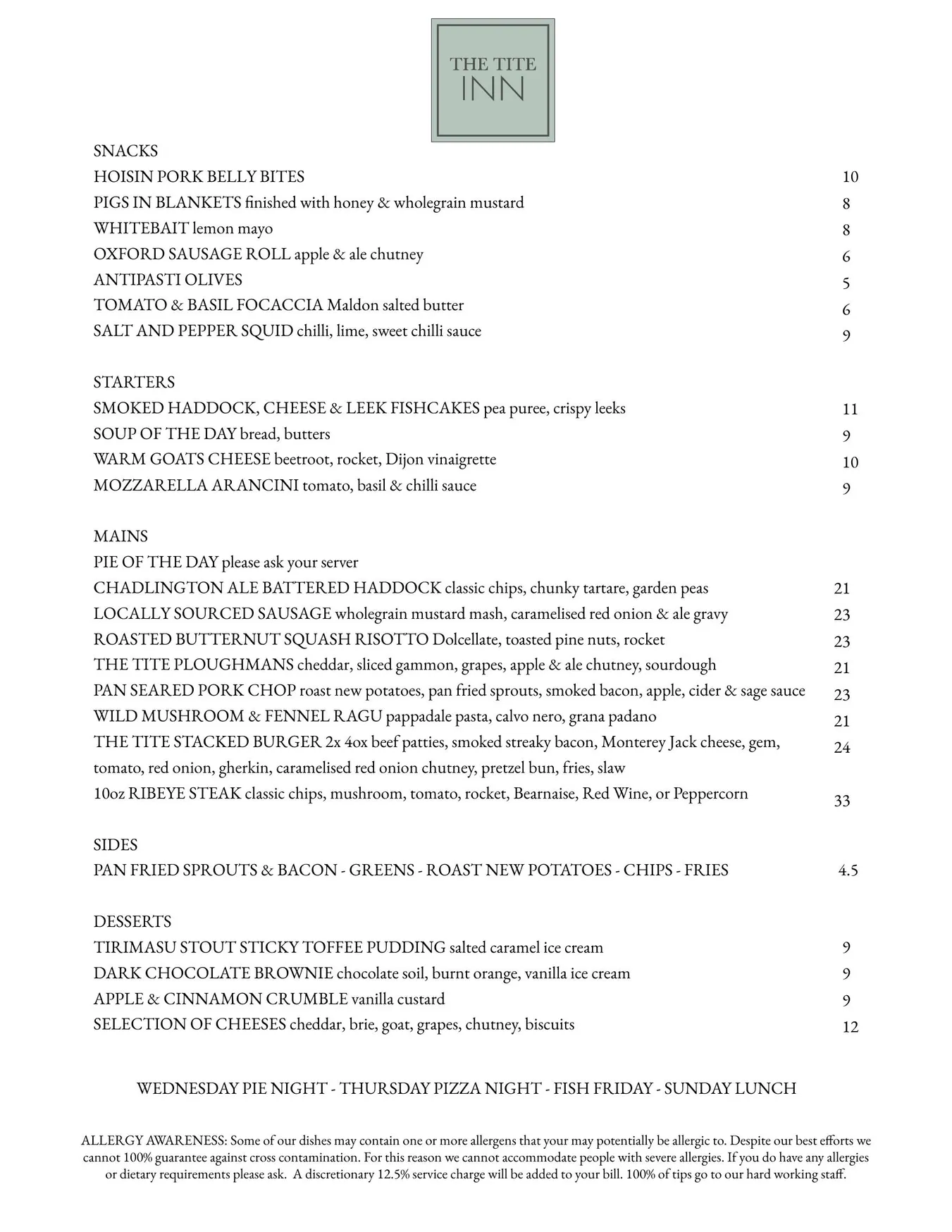 The Tite menu, page 4