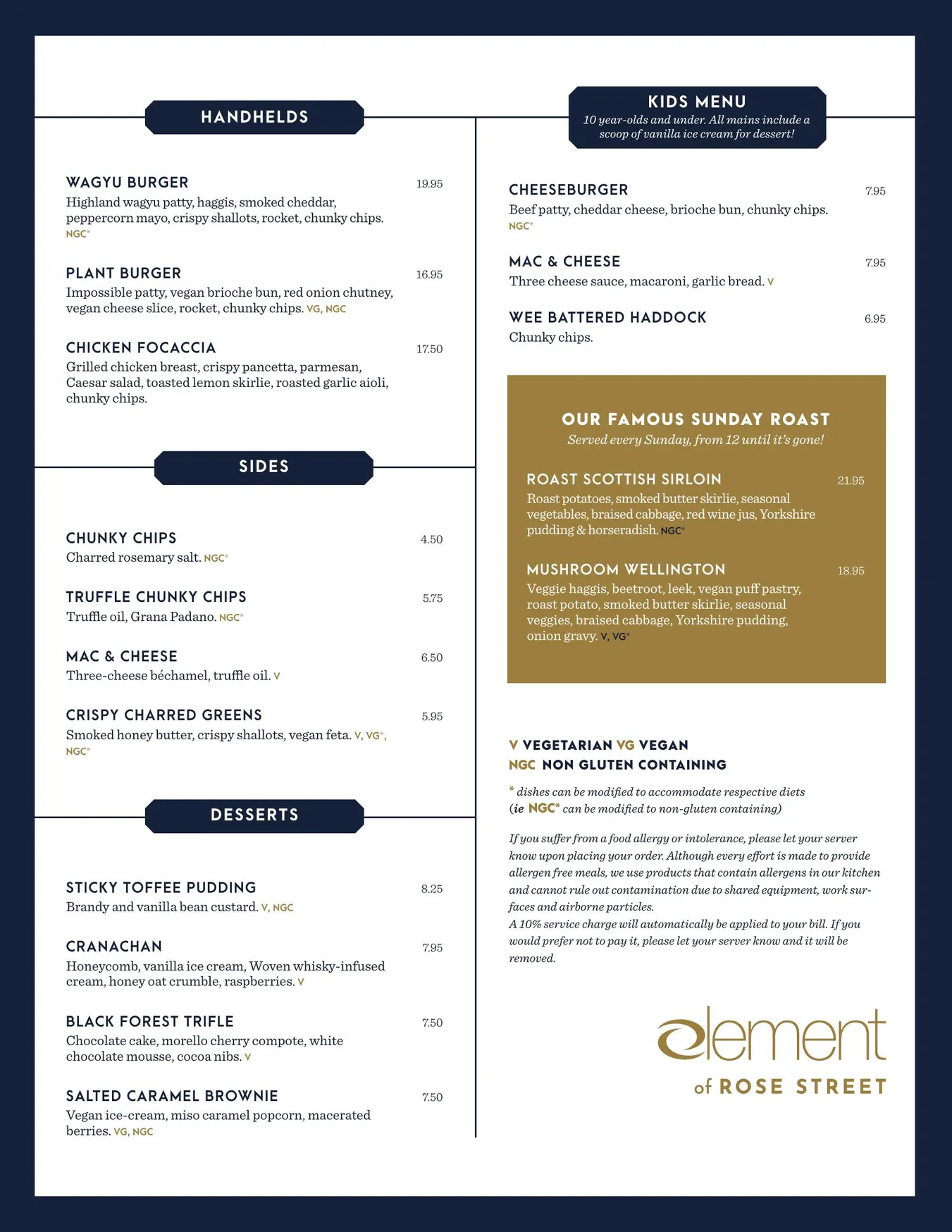 Element menu, page 2