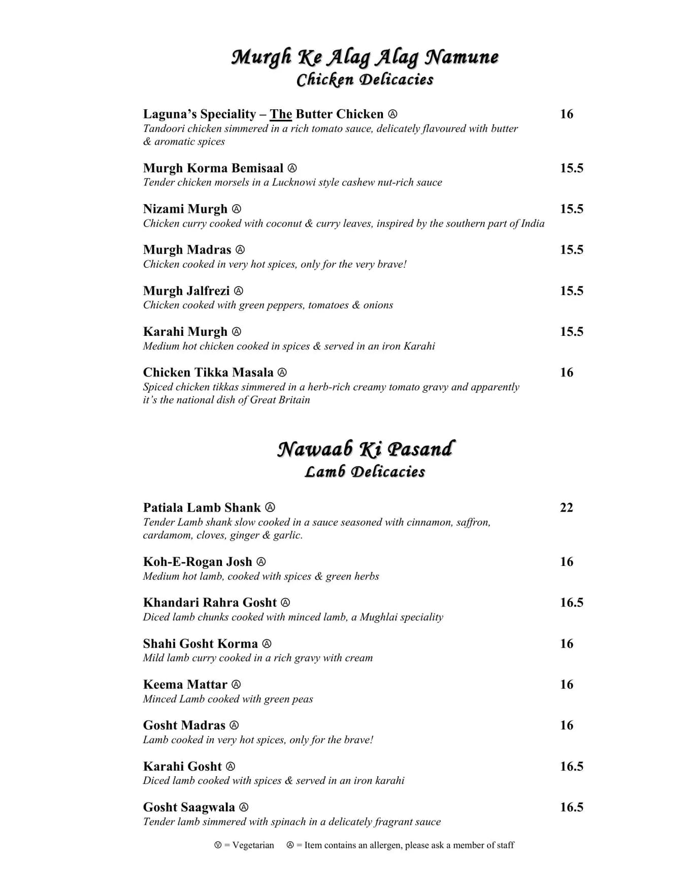 Laguna menu, page 4