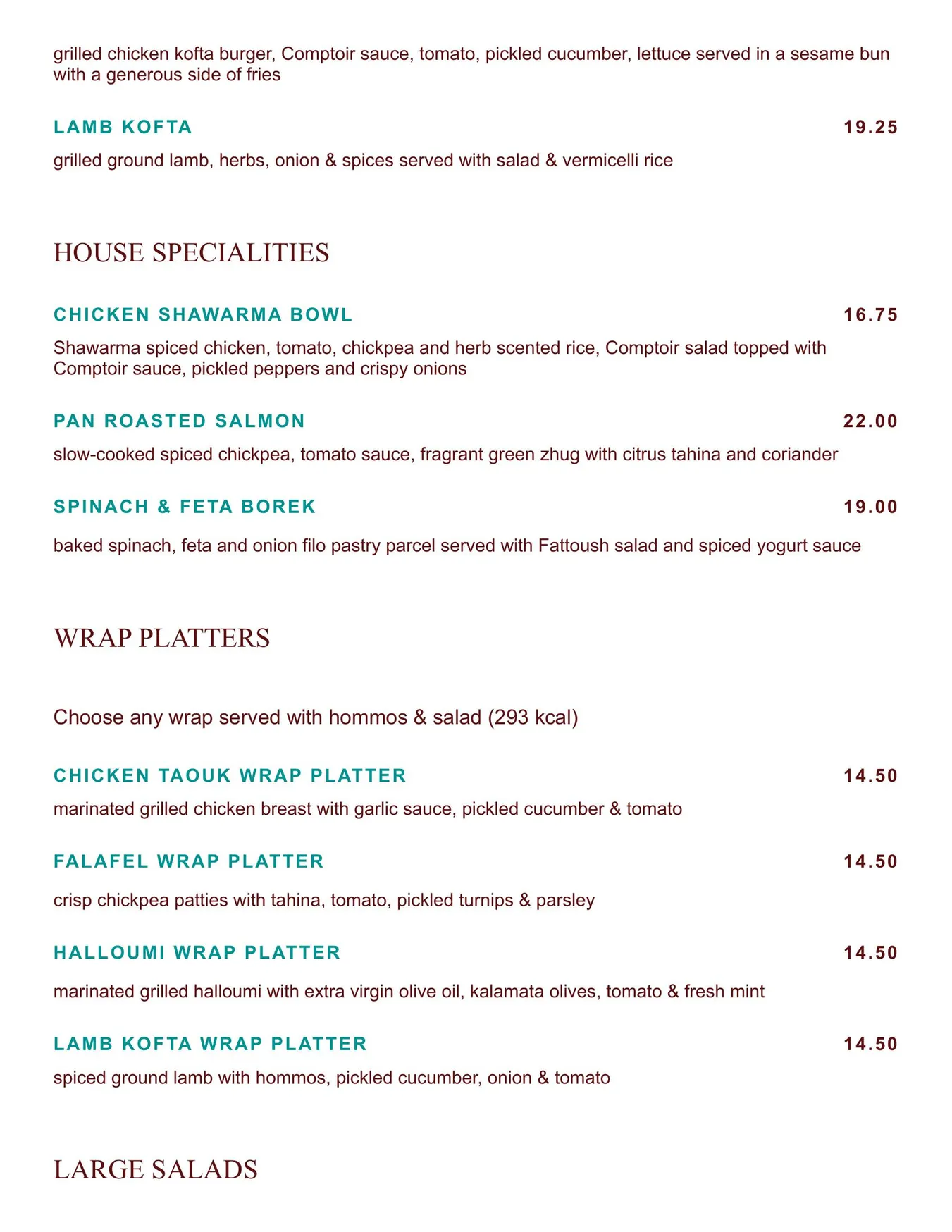 Comptoir Libanais menu, page 3