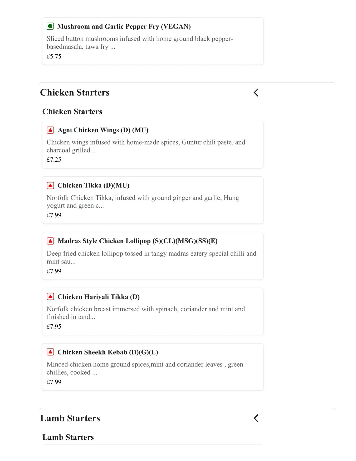 Madras Eatery menu, page 4