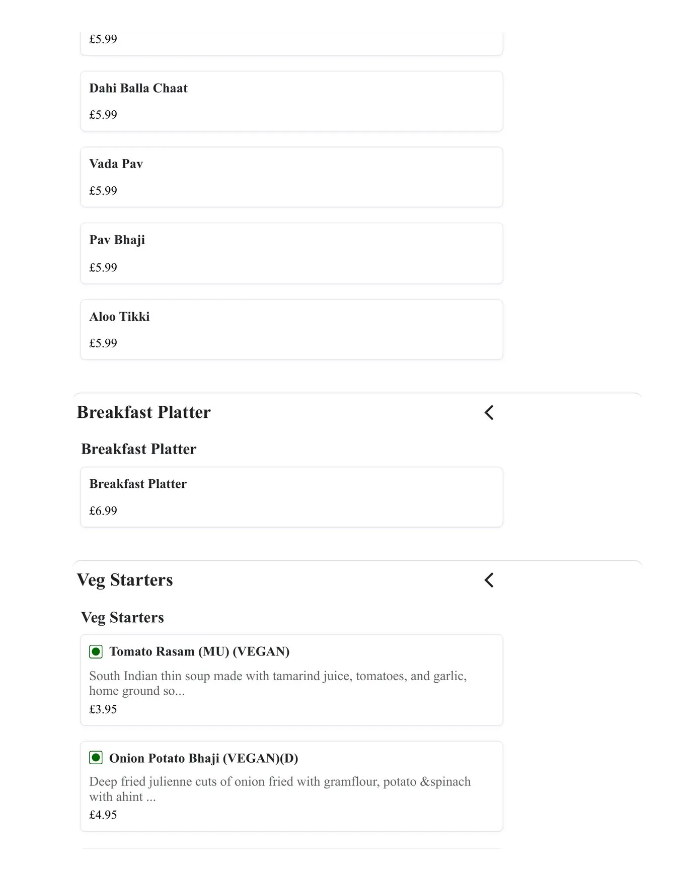 Madras Eatery menu, page 2