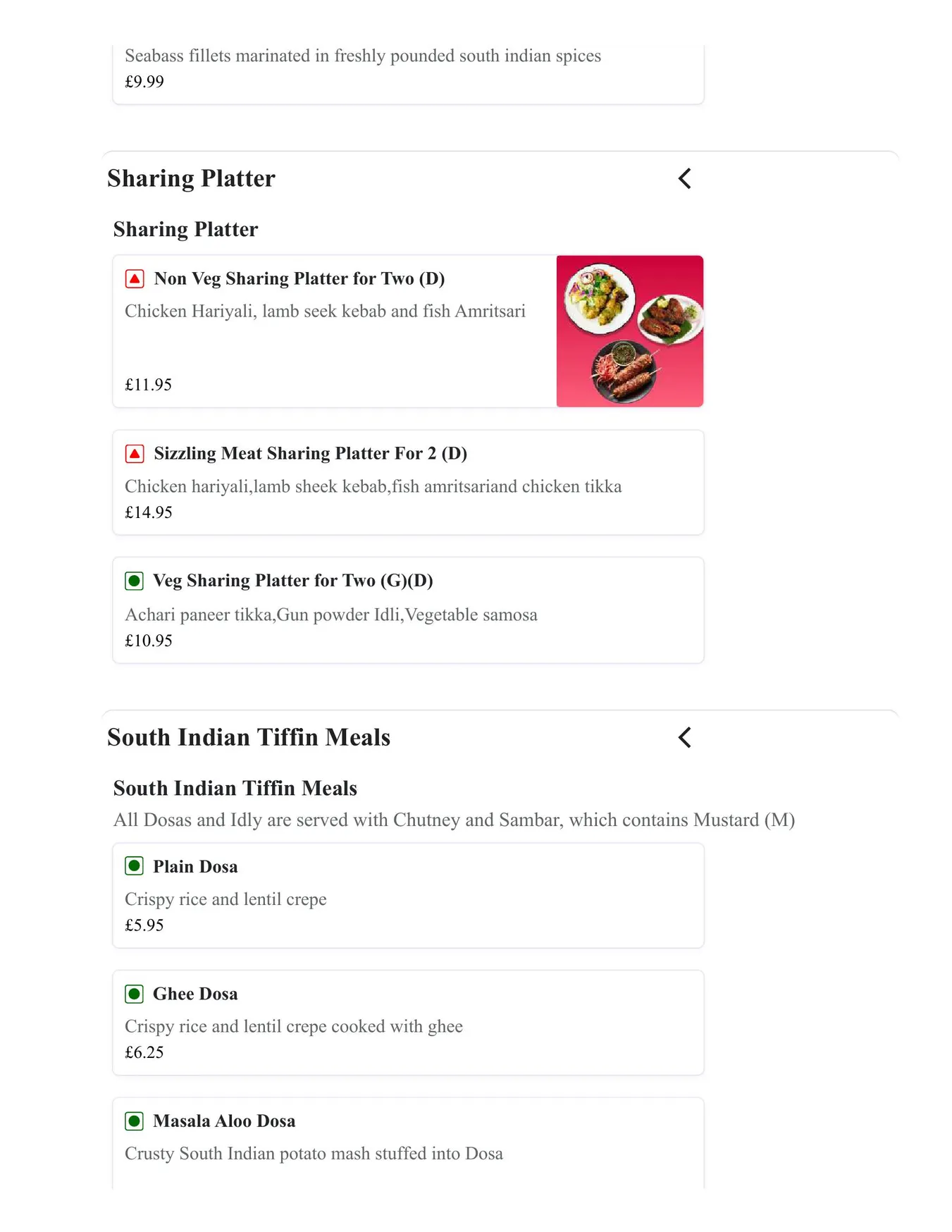 Madras Eatery menu, page 6