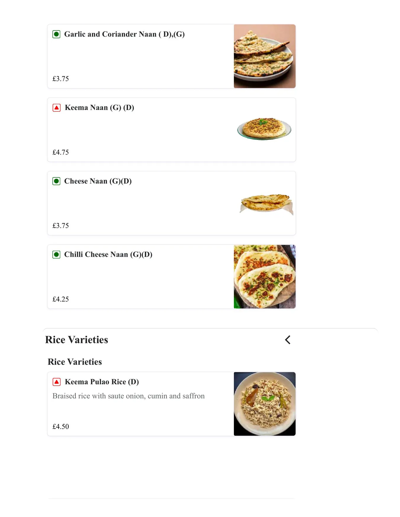 Madras Eatery menu, page 17