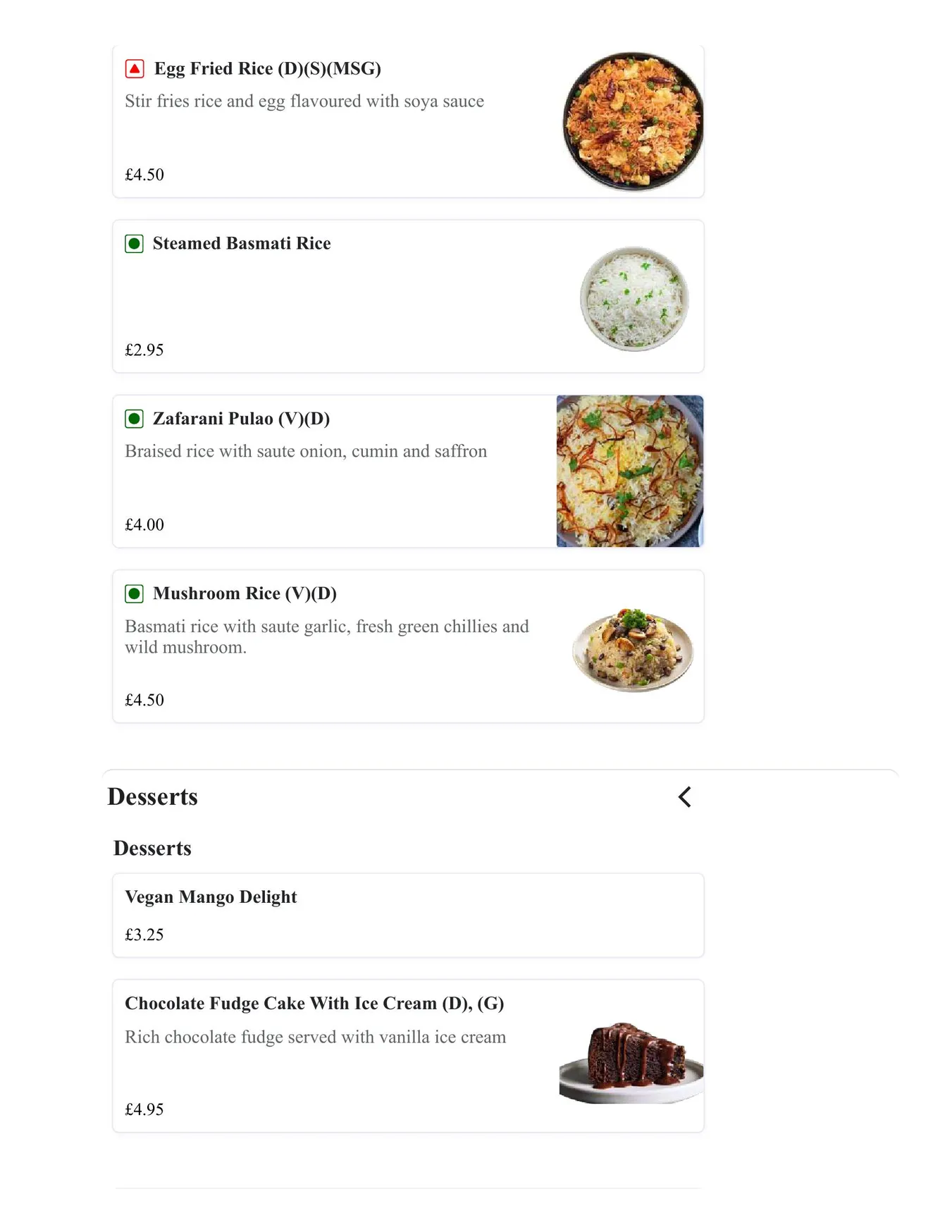 Madras Eatery menu, page 18