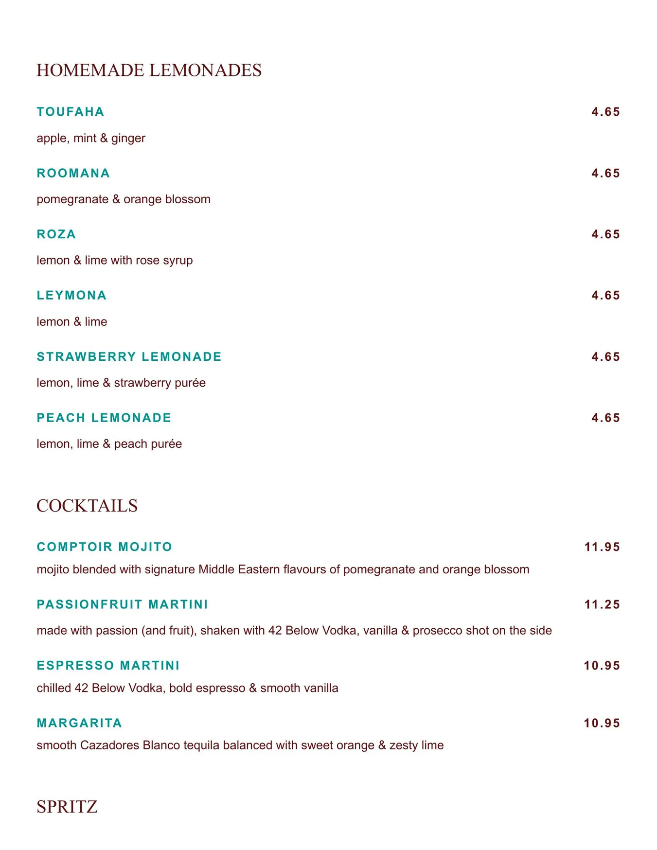 Comptoir Libanais menu, page 6