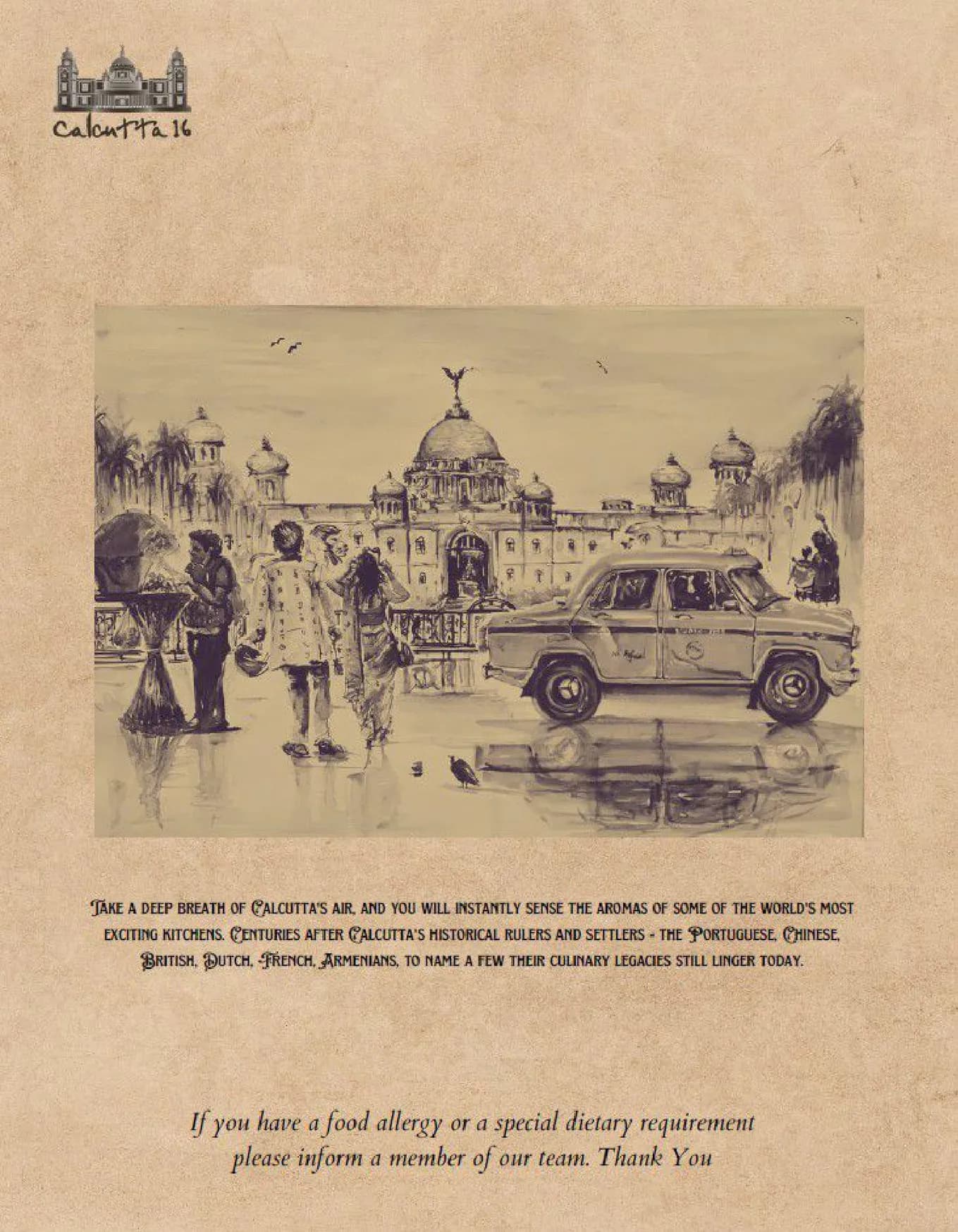 Calcutta 16 menu, page 1