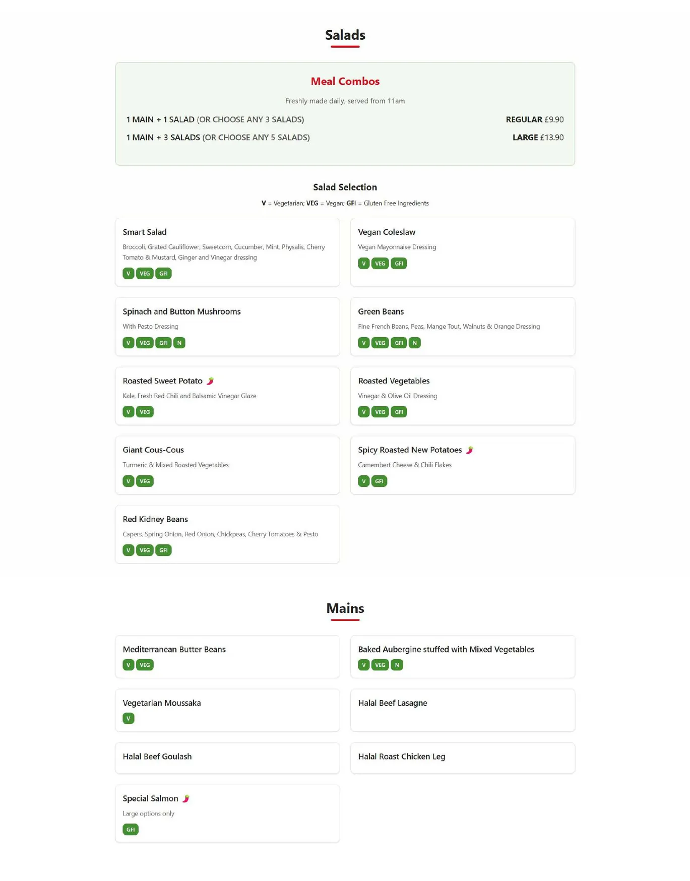 Foodilic menu, page 2
