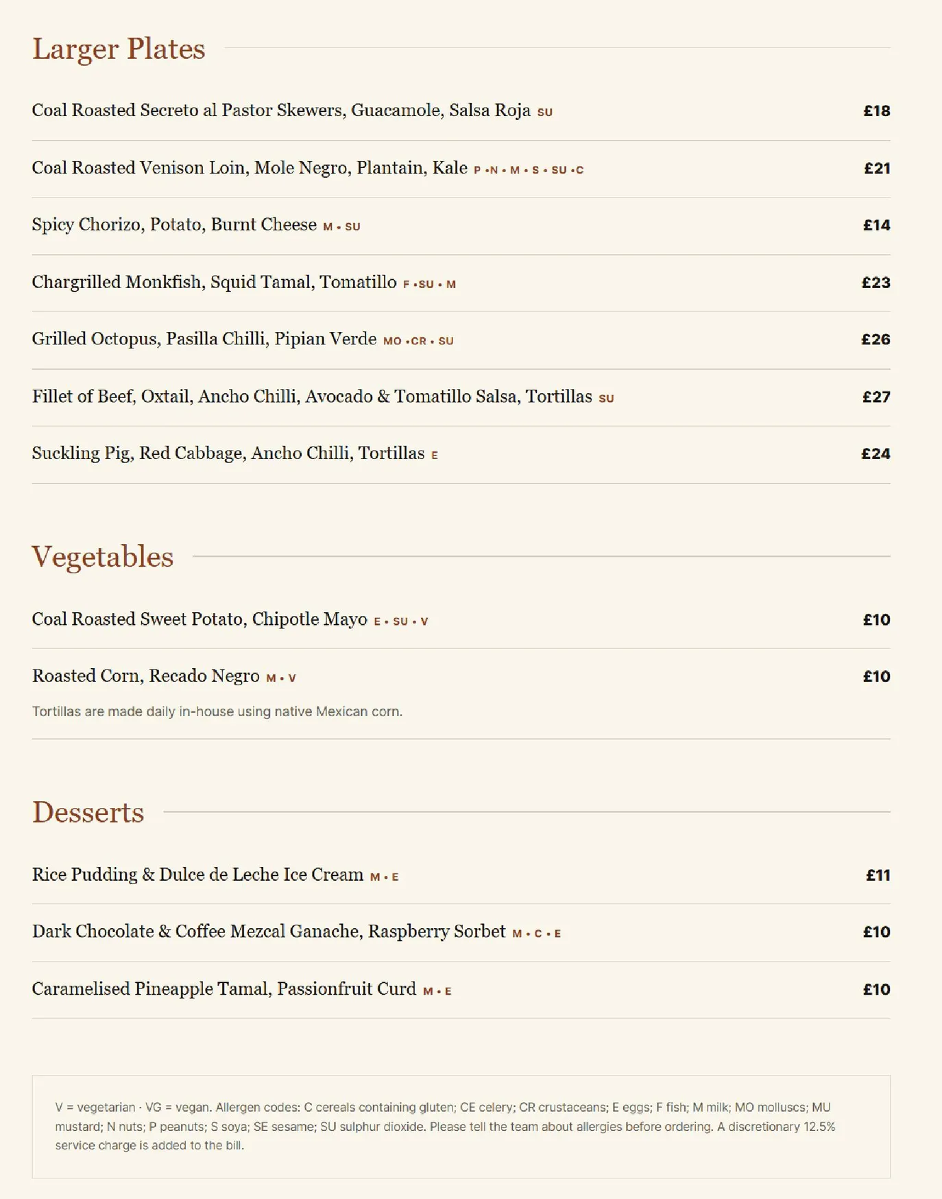 Zapote menu, page 2